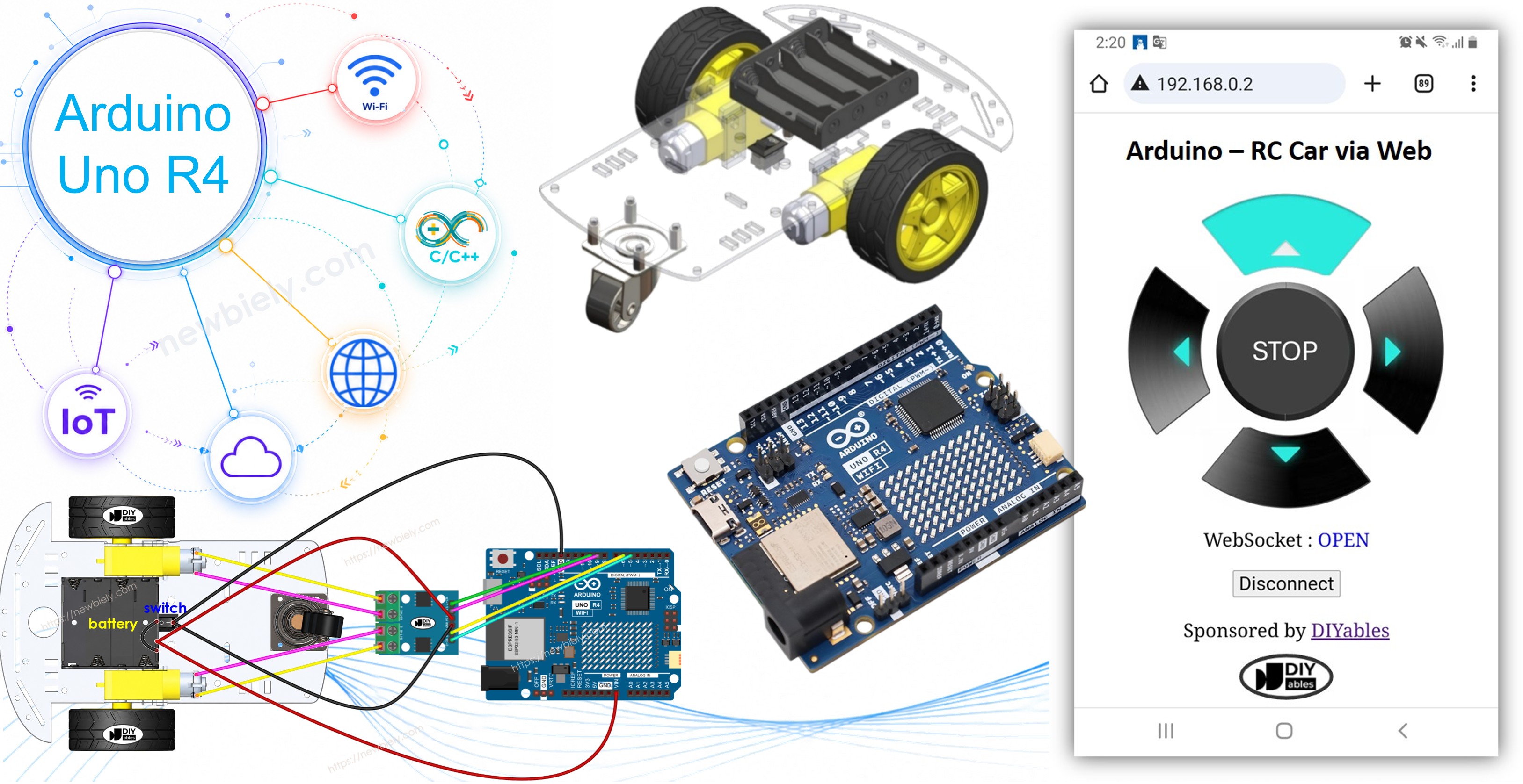 Arduino contrôle une voiture robot via le Web.