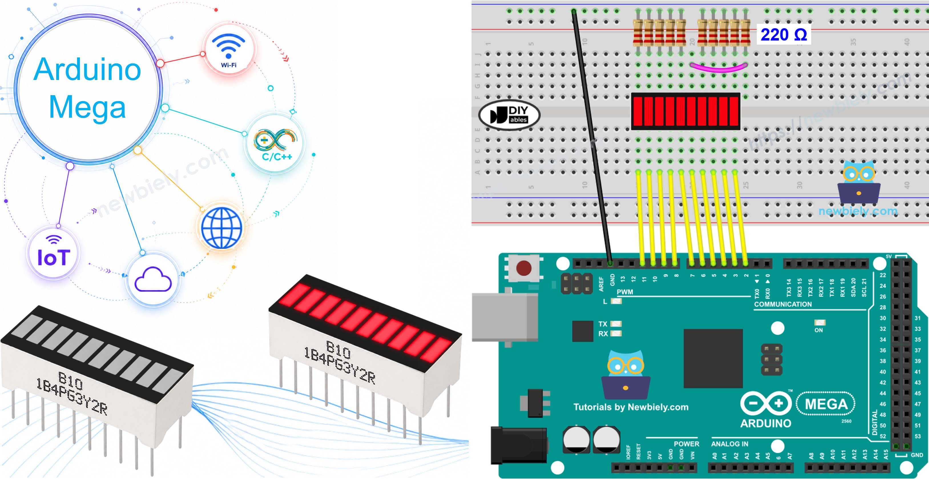 Arduino Mega et bargraphe LED à 10 segments
