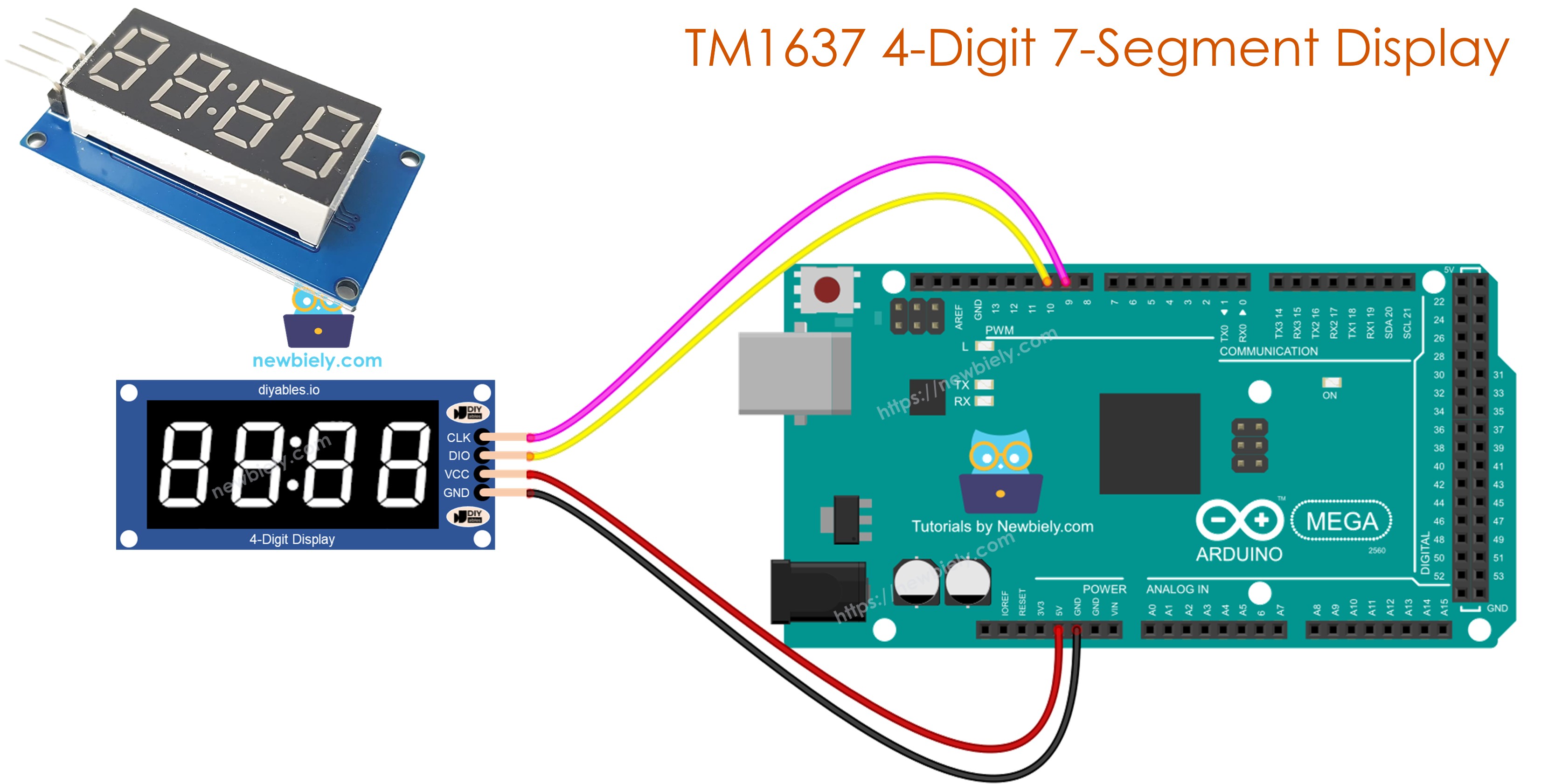 Arduino Mega TM1637 affichage 7-segments à 4 chiffres