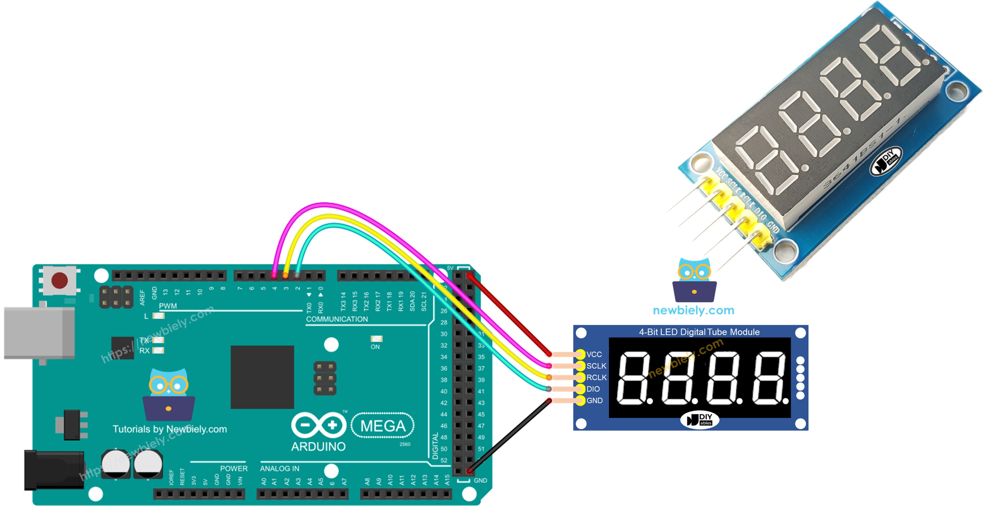 Arduino Mega affichage 7-segments 4-chiffres 74HC595