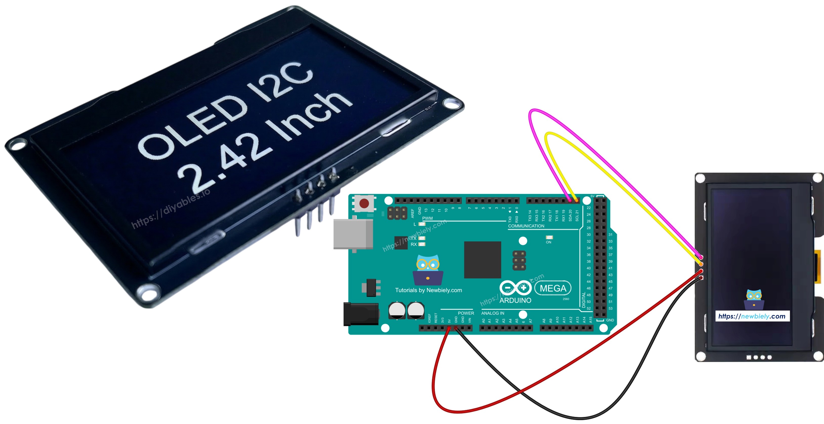Arduino Mega écran OLED SSD1309 I2C