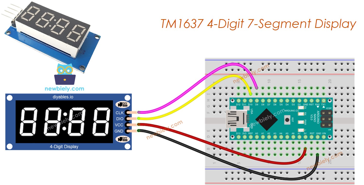 Arduino Nano TM1637 afficheur 4 chiffres à 7 segments