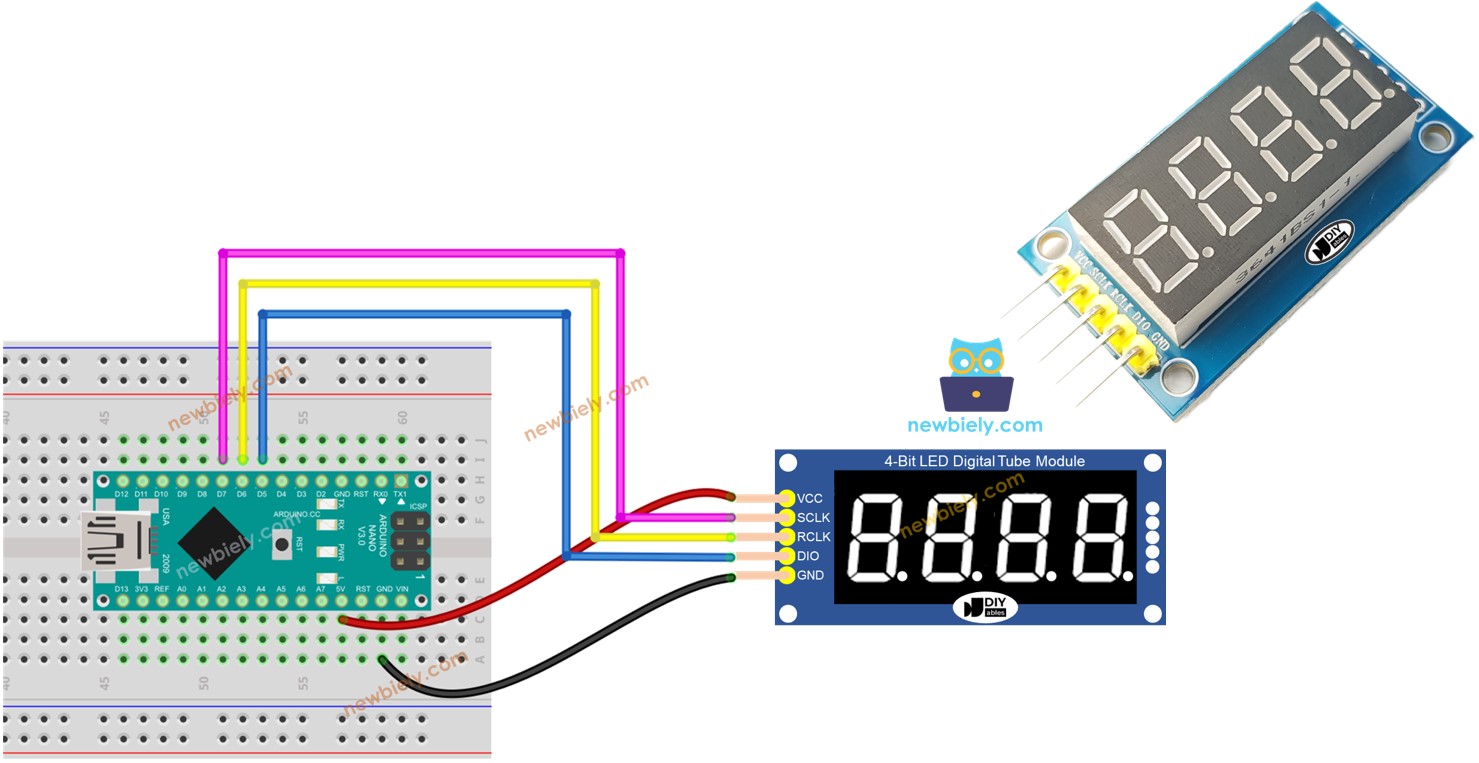 Arduino Nano 74HC595 affichage 4 chiffres à 7 segments