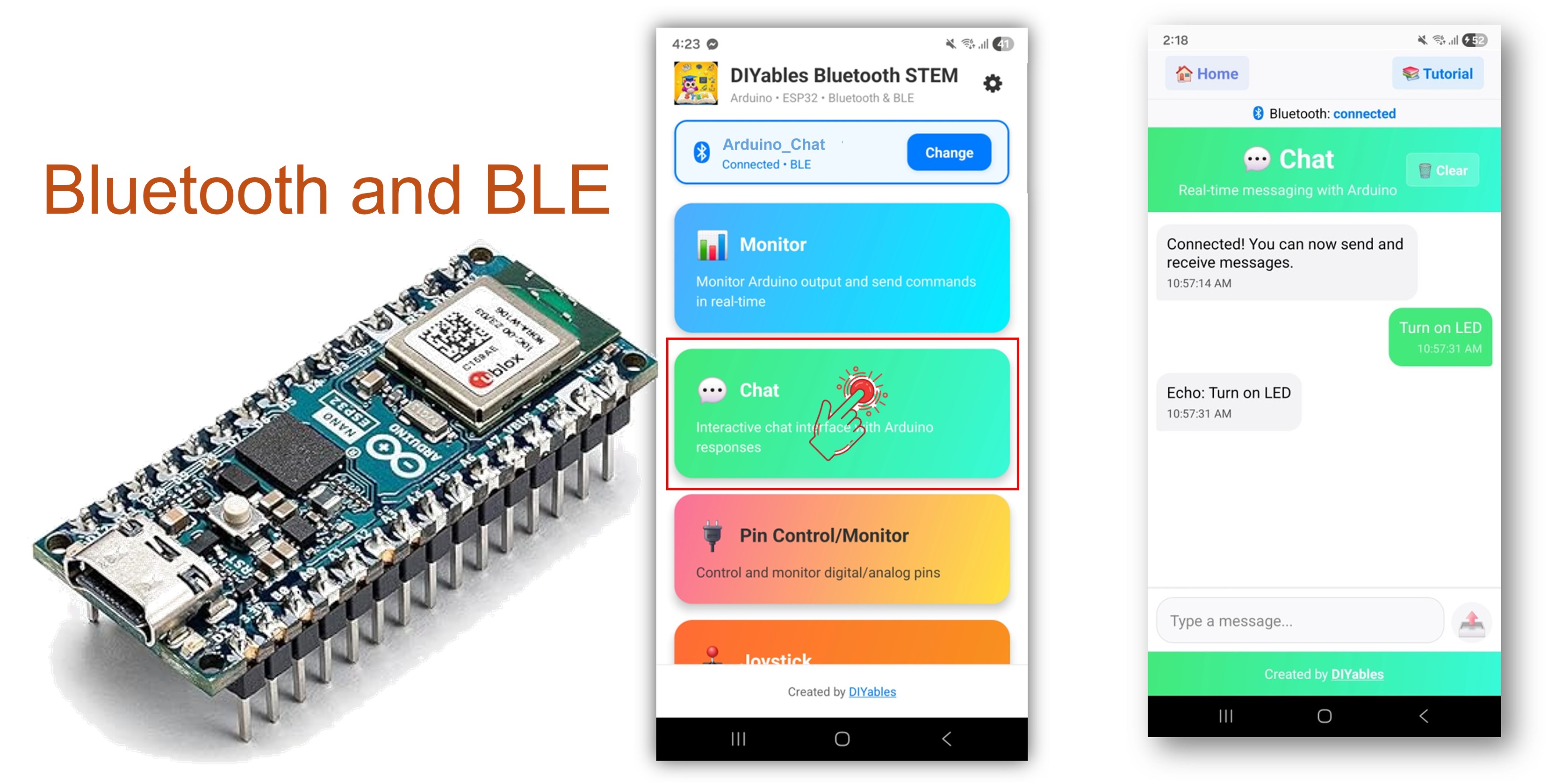 Exemple de chat Bluetooth Arduino Nano ESP32 - Messagerie bidirectionnelle via tutoriel BLE