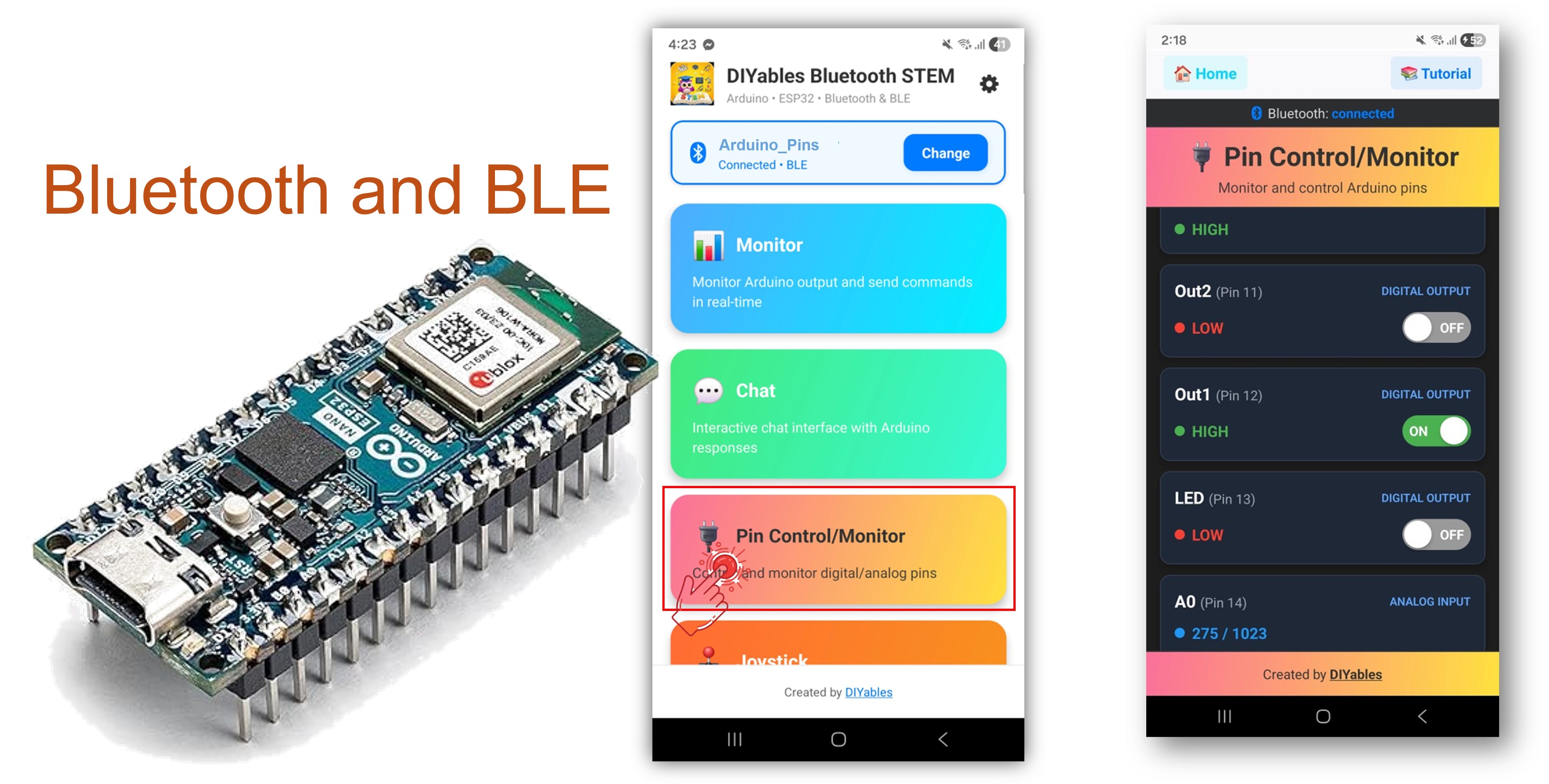 Exemple de broches numériques Bluetooth Arduino Nano ESP32 - Contrôle GPIO via tutoriel BLE