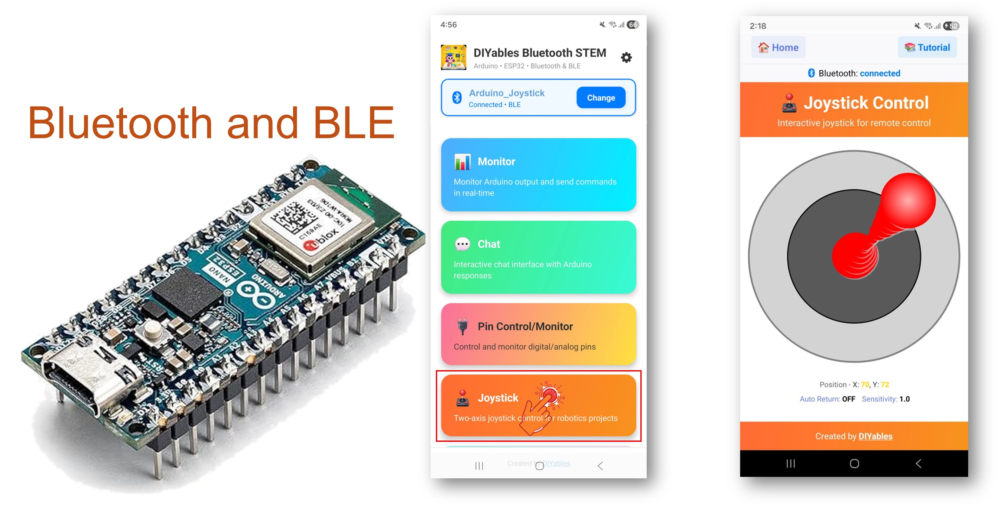 Exemple de joystick Bluetooth Arduino Nano ESP32 - Contrôle directionnel 2D via tutoriel BLE