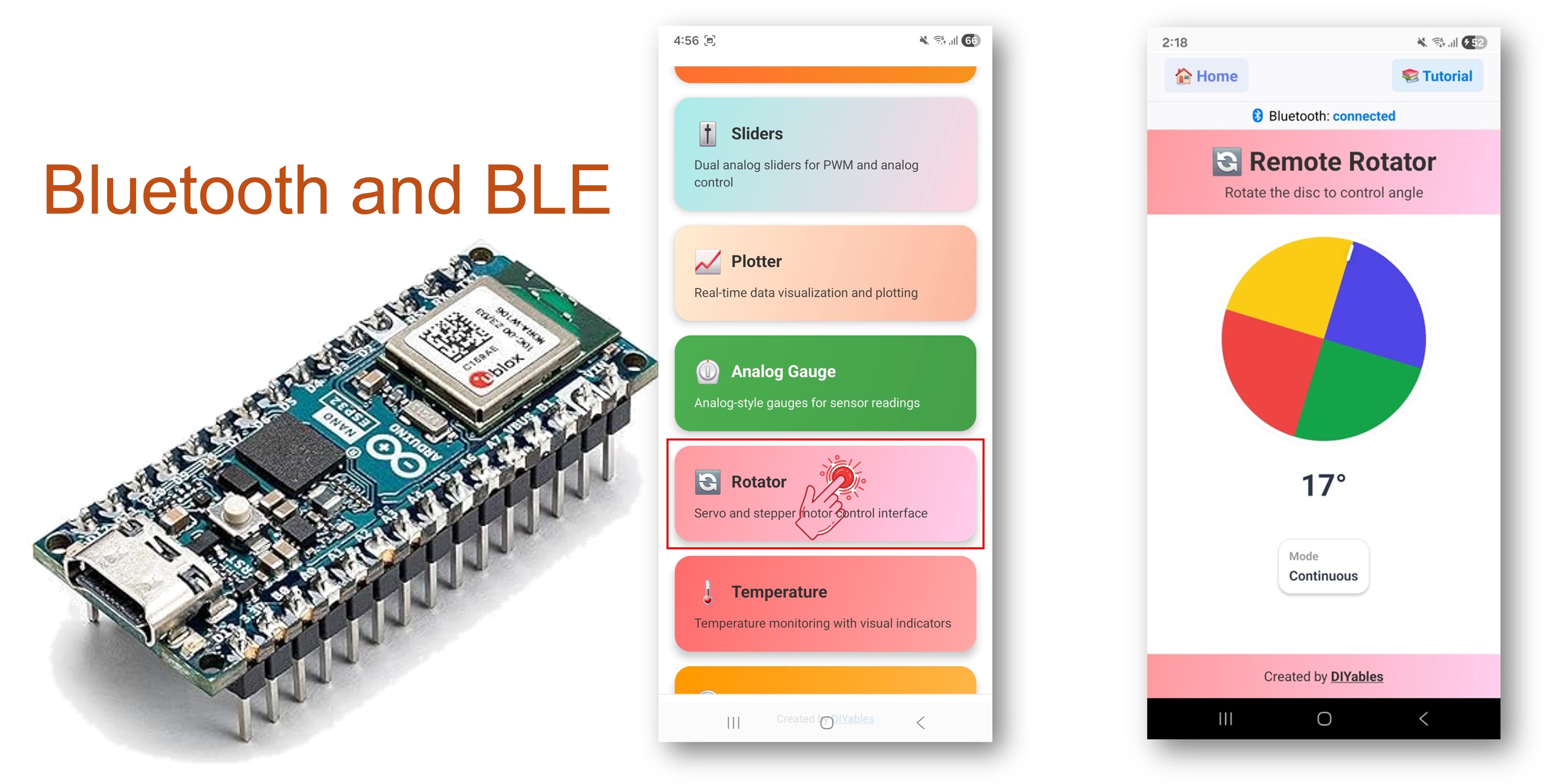 Exemple de rotateur Bluetooth Arduino Nano ESP32 - Contrôle d'angle via tutoriel BLE