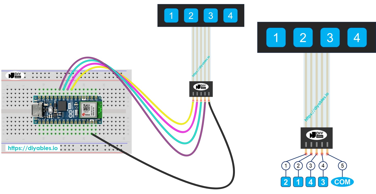 Arduino Nano ESP32 Clavier 1x4