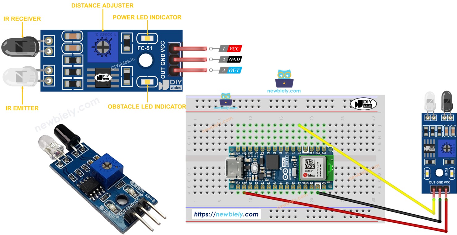 Arduino Nano ESP32 Capteur d’évitement d’obstacles