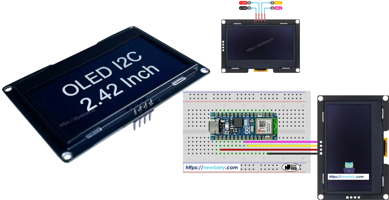 Écran OLED SSD1309 128x64 Arduino Nano ESP32