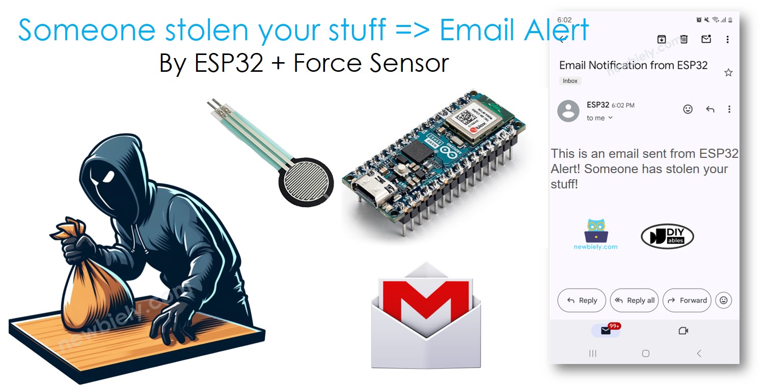 Détection de vol Arduino Nano ESP32 Notification par e-mail