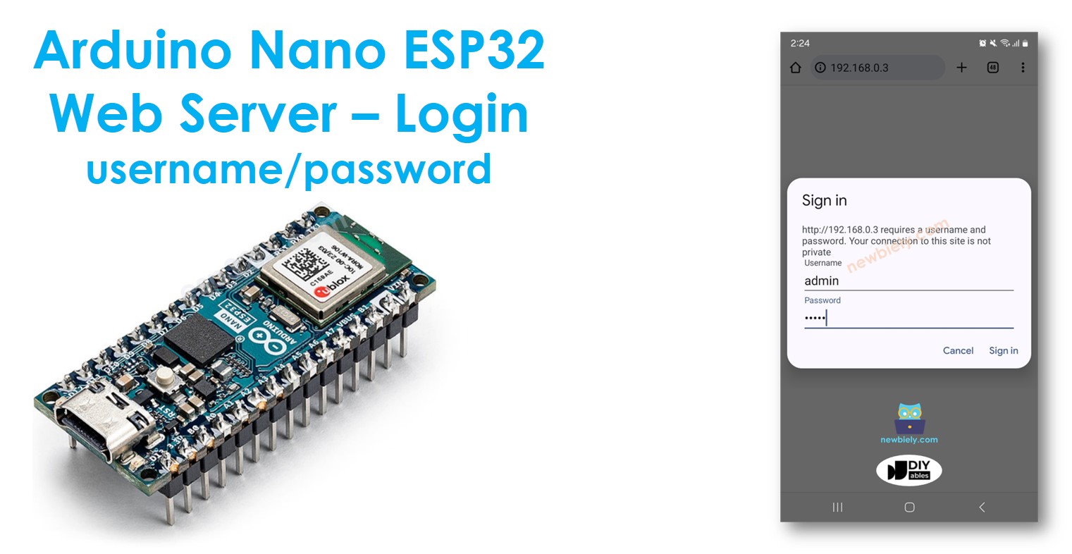 Nom d'utilisateur et mot de passe du serveur web Arduino Nano ESP32