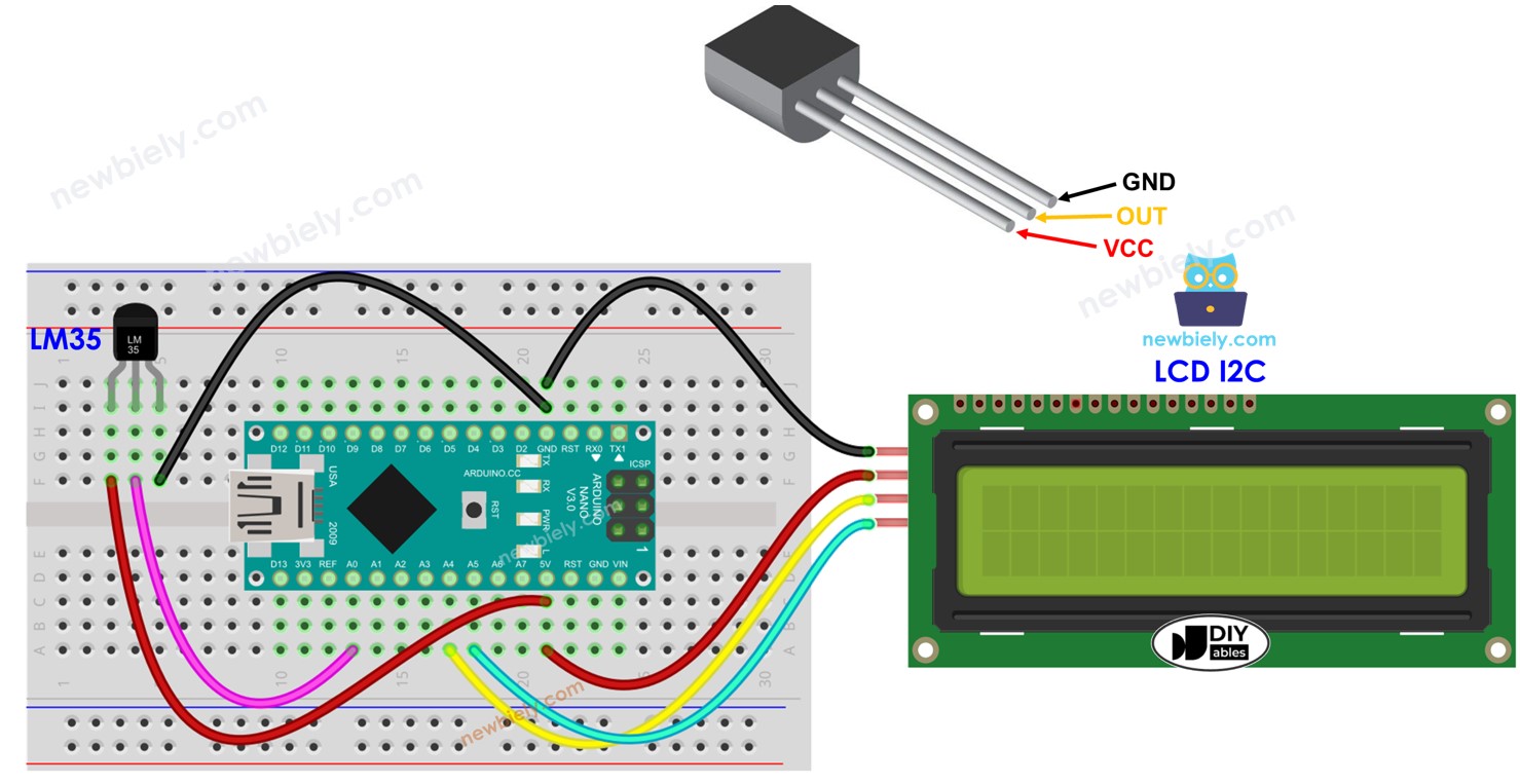 Arduino Nano Capteur de Température LM35 LCD