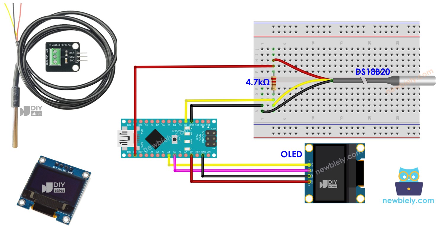 Capteur de température DS18B20 Arduino Nano OLED