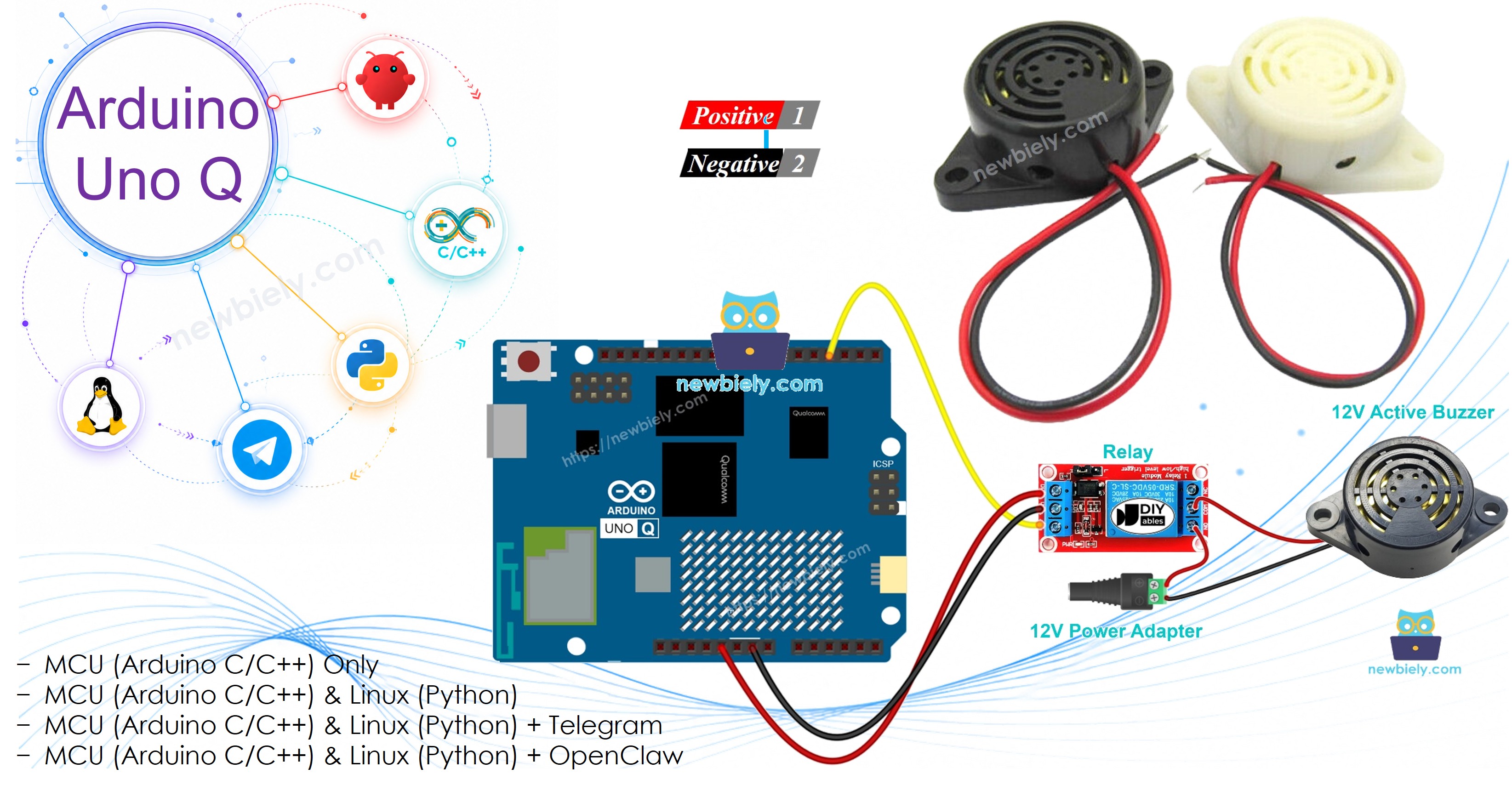 Arduino UNO Q - Buzzer Actif 12V