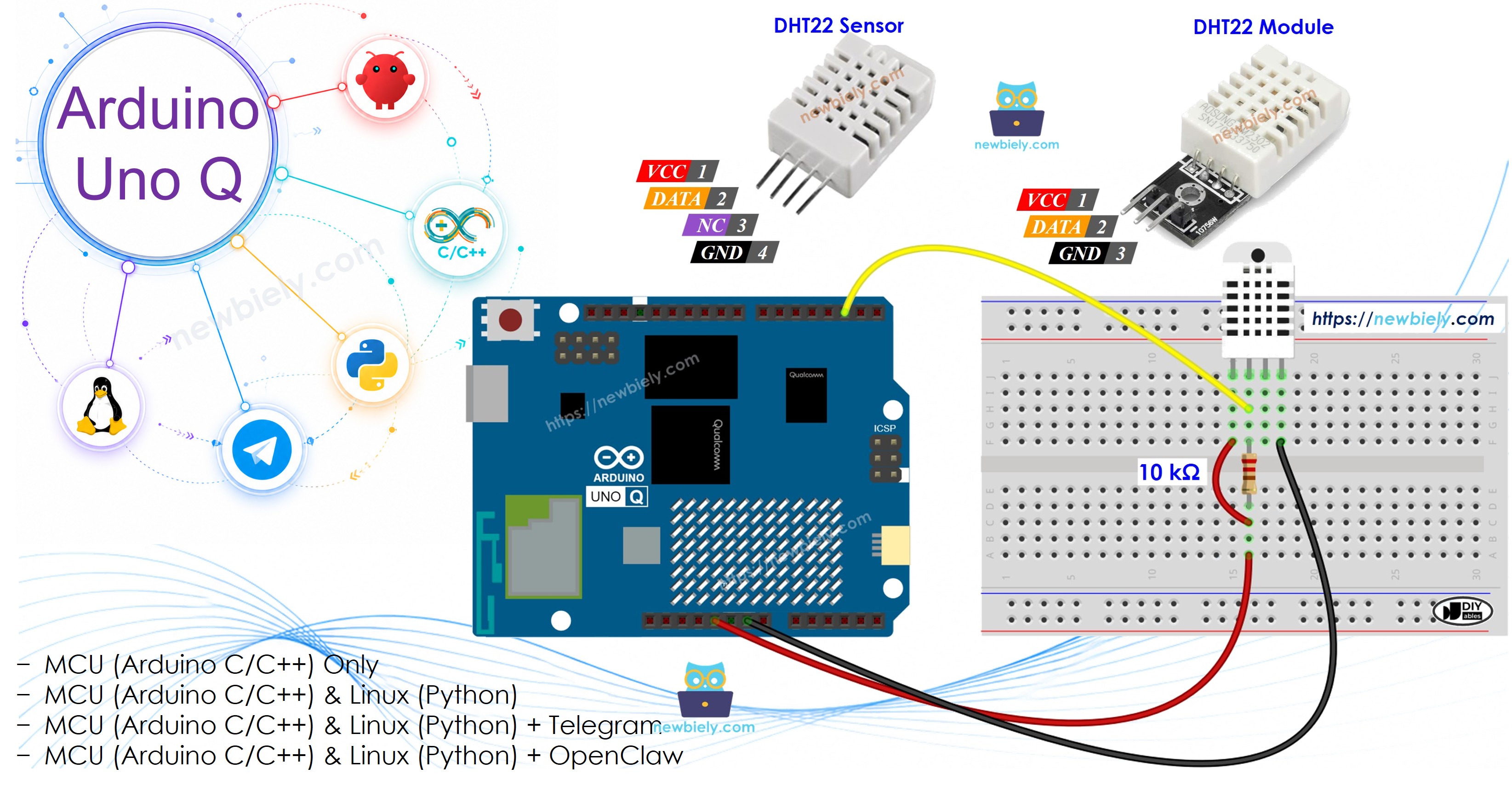 Arduino UNO Q Capteur de Température et d'Humidité DHT22