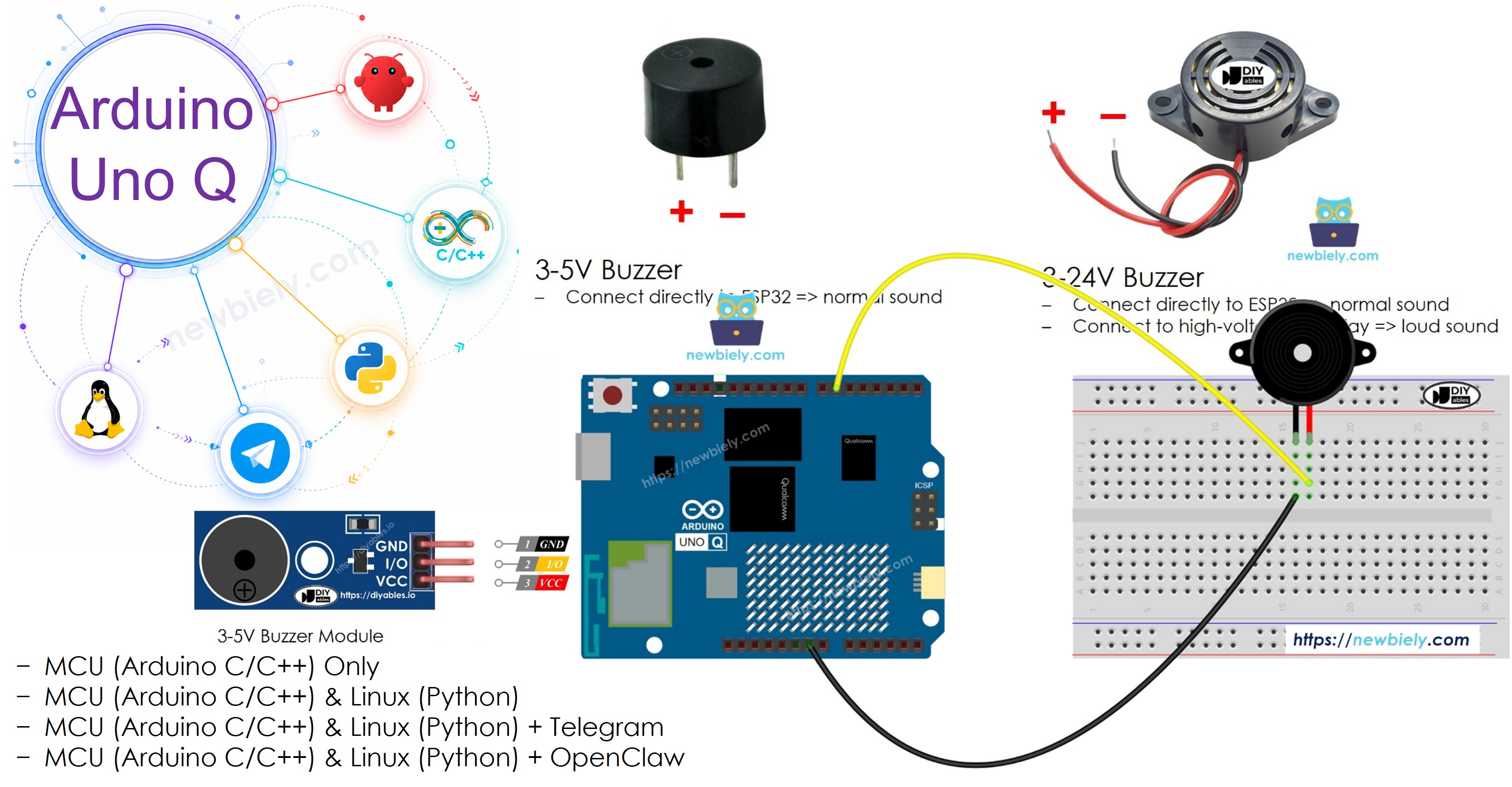 Arduino UNO Q Buzzer piézoélectrique