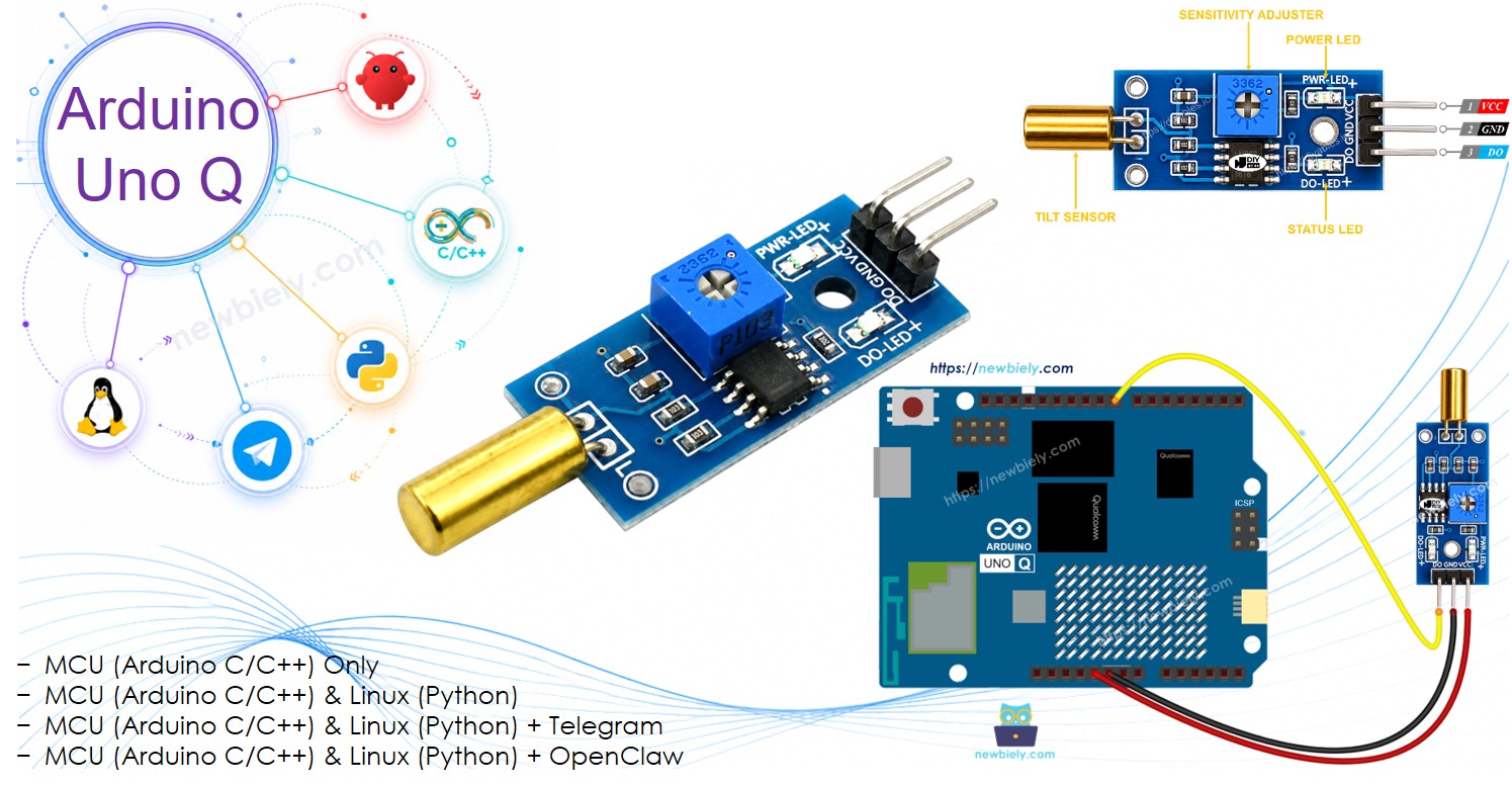 Arduino UNO Q Capteur d'inclinaison SW520D
