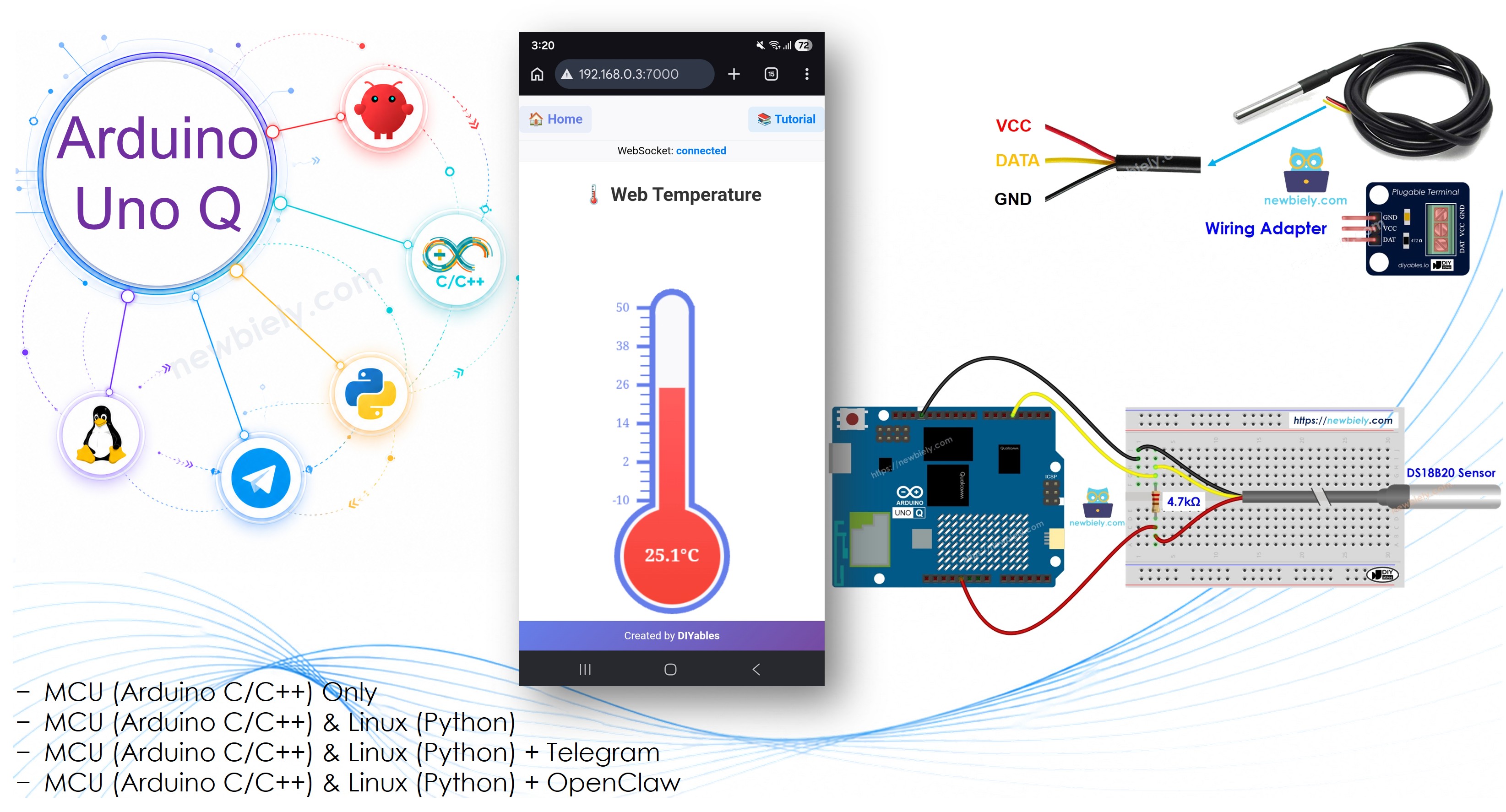 Moniteur de Température en Temps Réel sur Navigateur Web Arduino UNO Q