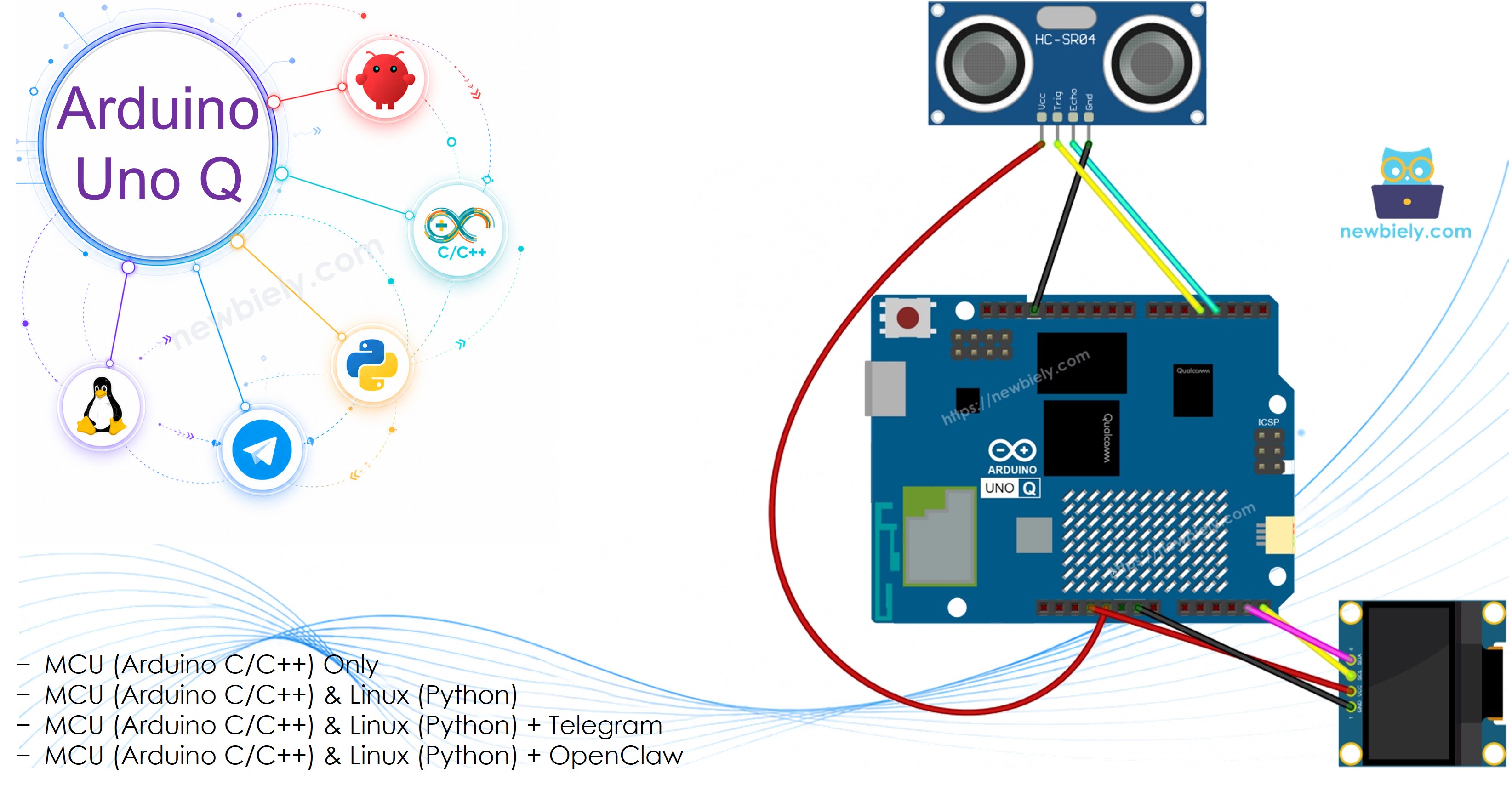 Arduino UNO Q Capteur Ultrasonique OLED