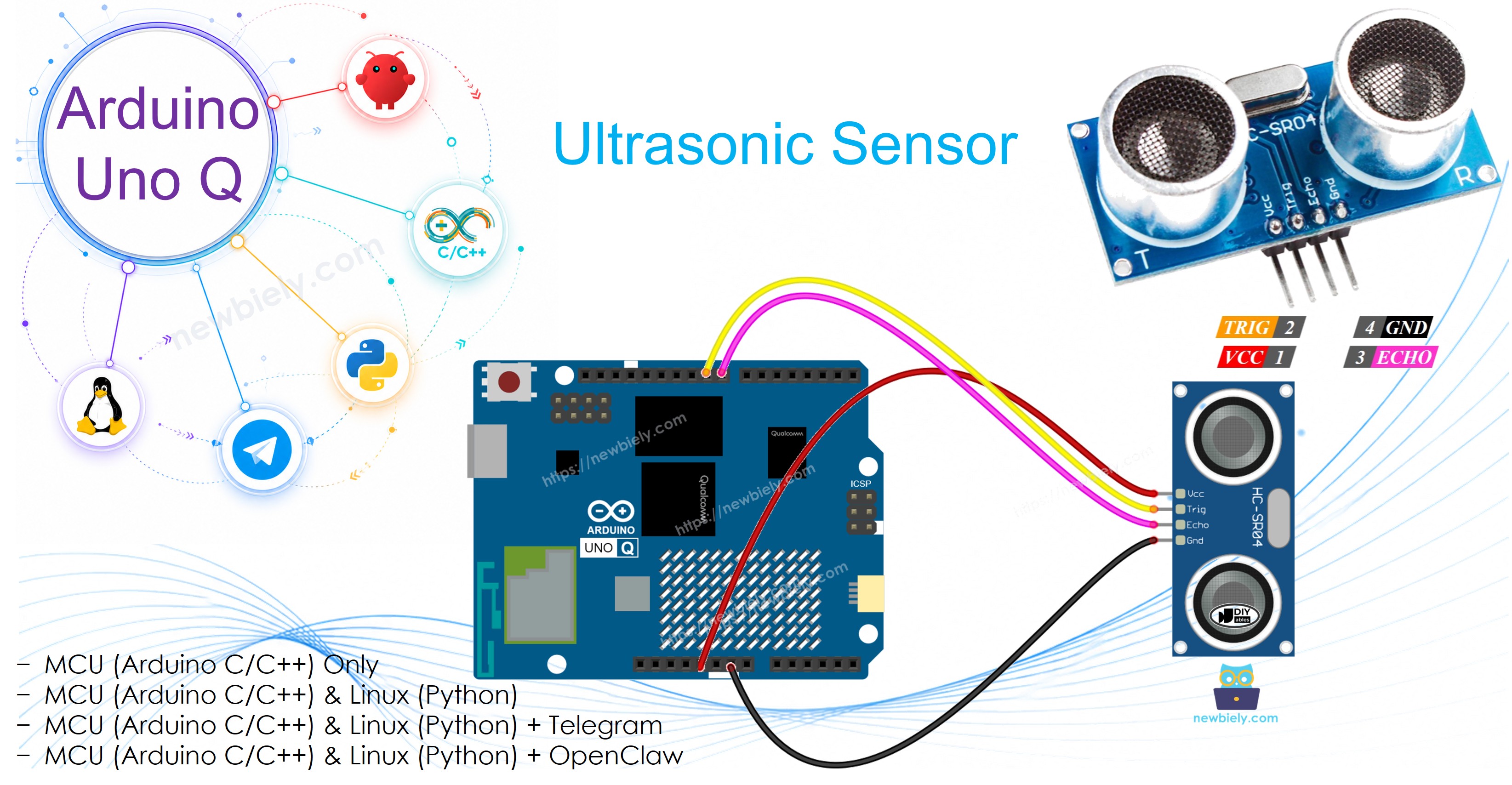 Arduino UNO Q Capteur ultrasonique