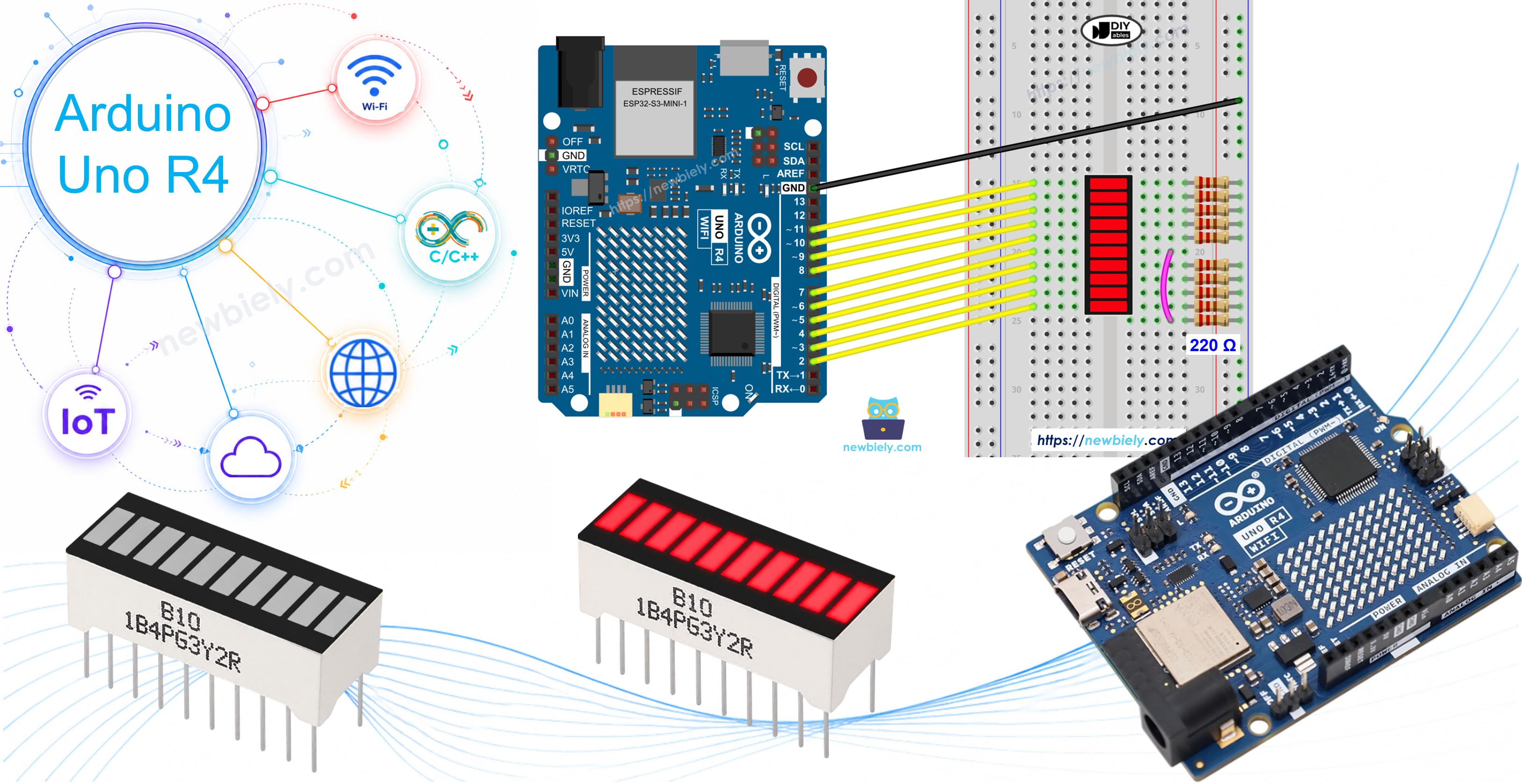 Arduino UNO R4 et Bargraphe LED 10 Segments
