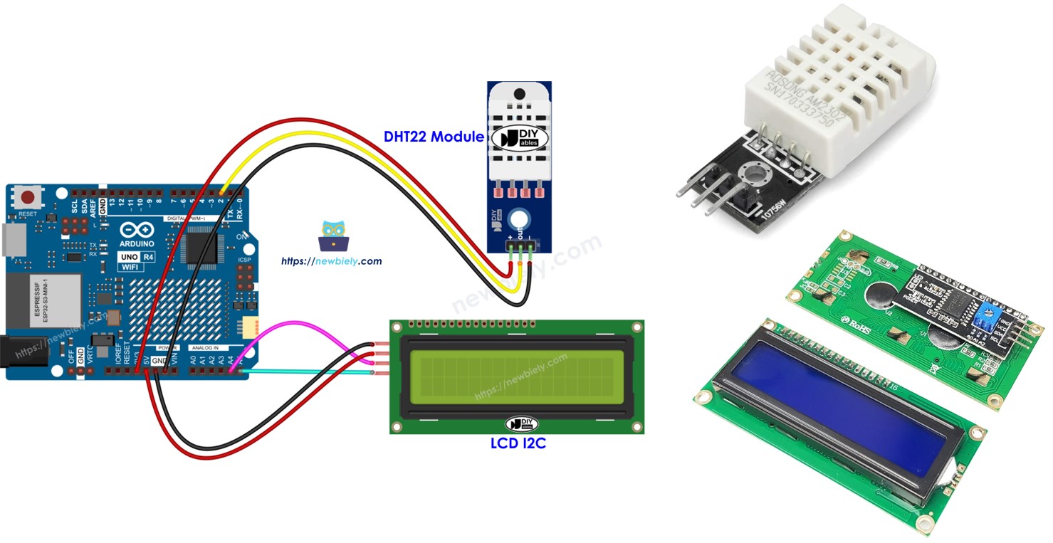 Arduino UNO R4 DHT22 écran LCD I2C