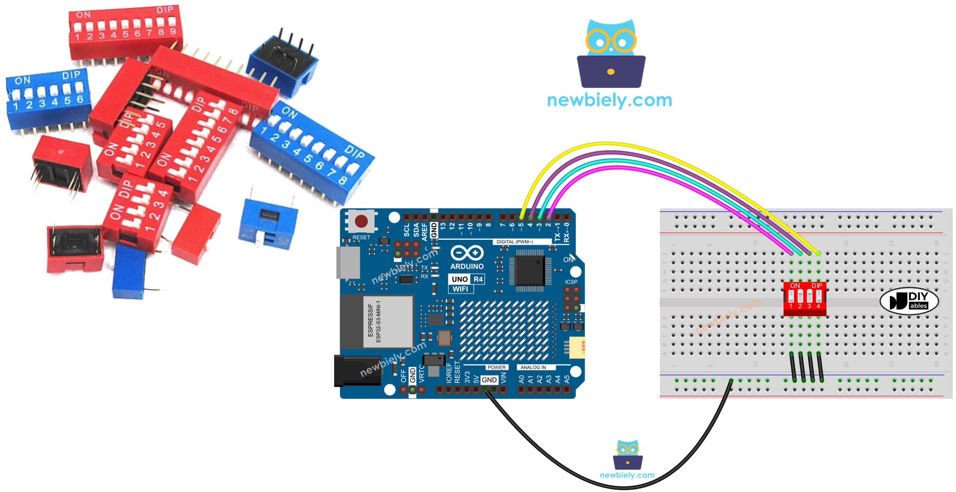 Arduino UNO R4 avec interrupteur DIP