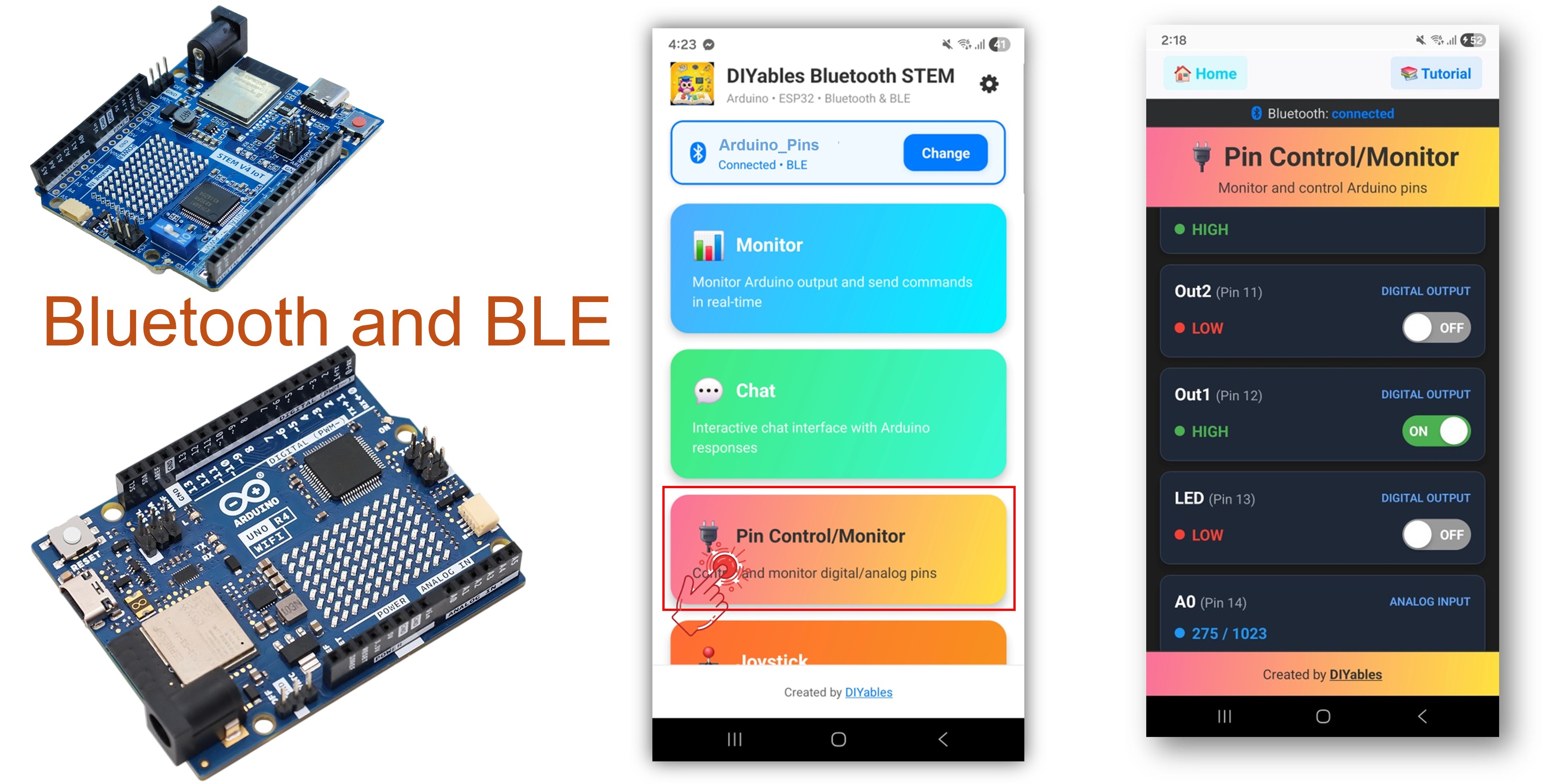 Arduino UNO R4 WiFi Bluetooth Exemple Digital Pins - Tutoriel Contrôle des Broches GPIO via BLE
