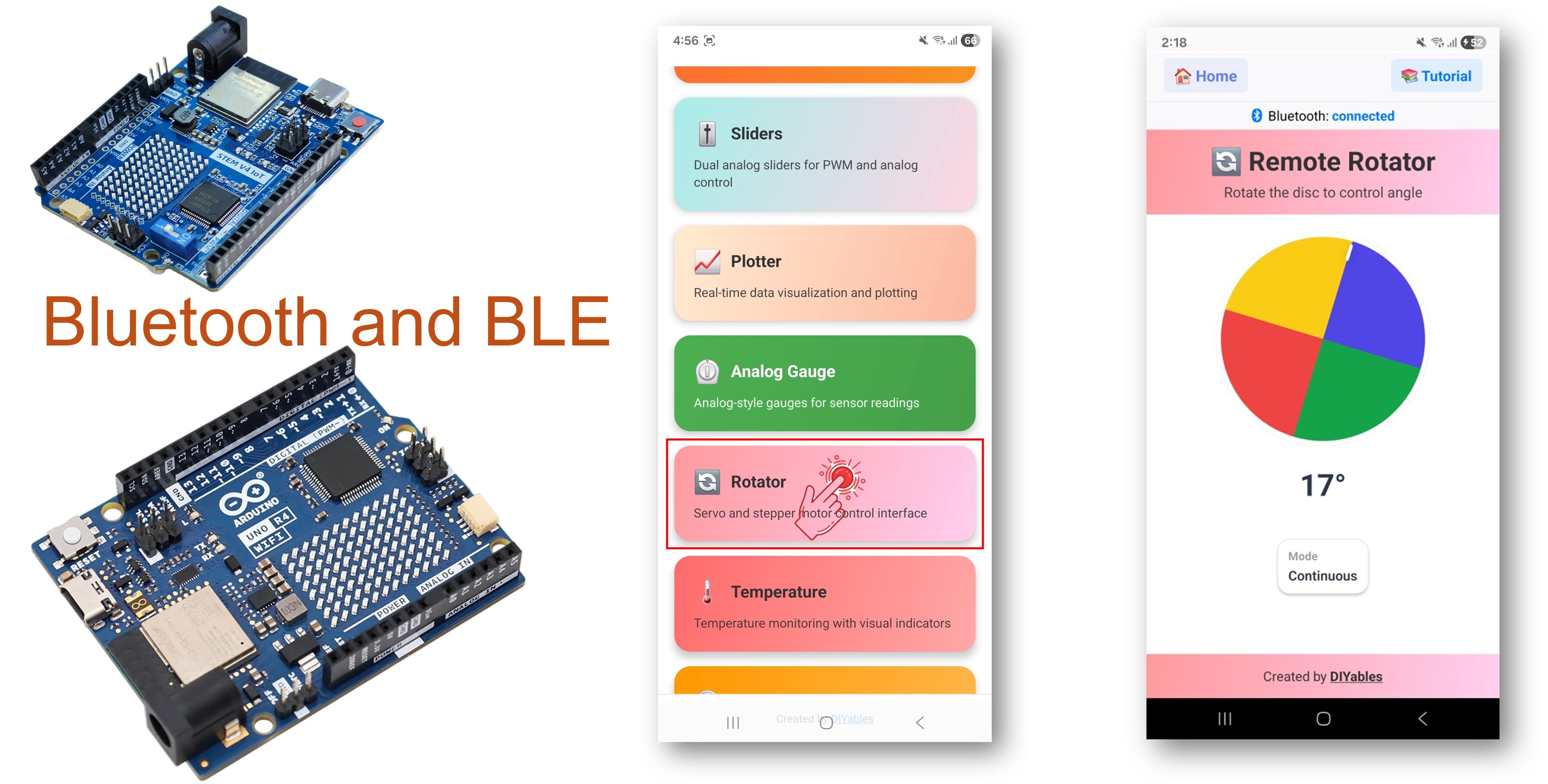 Exemple de rotateur Arduino UNO R4 WiFi Bluetooth - Tutoriel sur le contrôle de l'angle via BLE