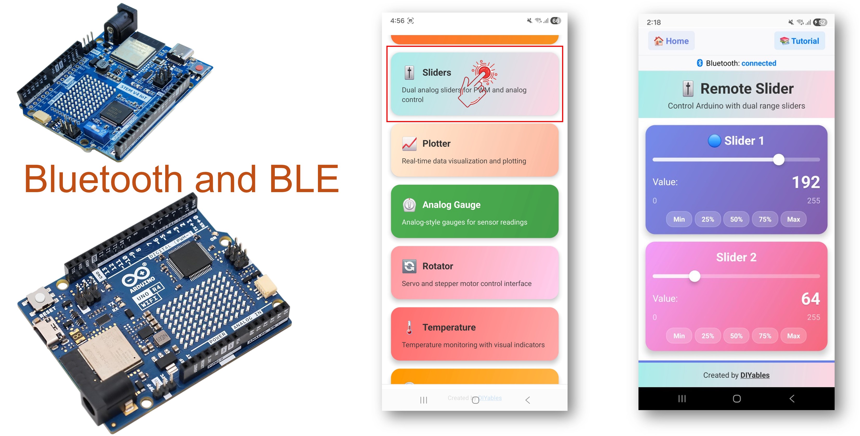 Exemple de curseur Arduino UNO R4 WiFi Bluetooth - Tutoriel sur le contrôle à double curseur via BLE