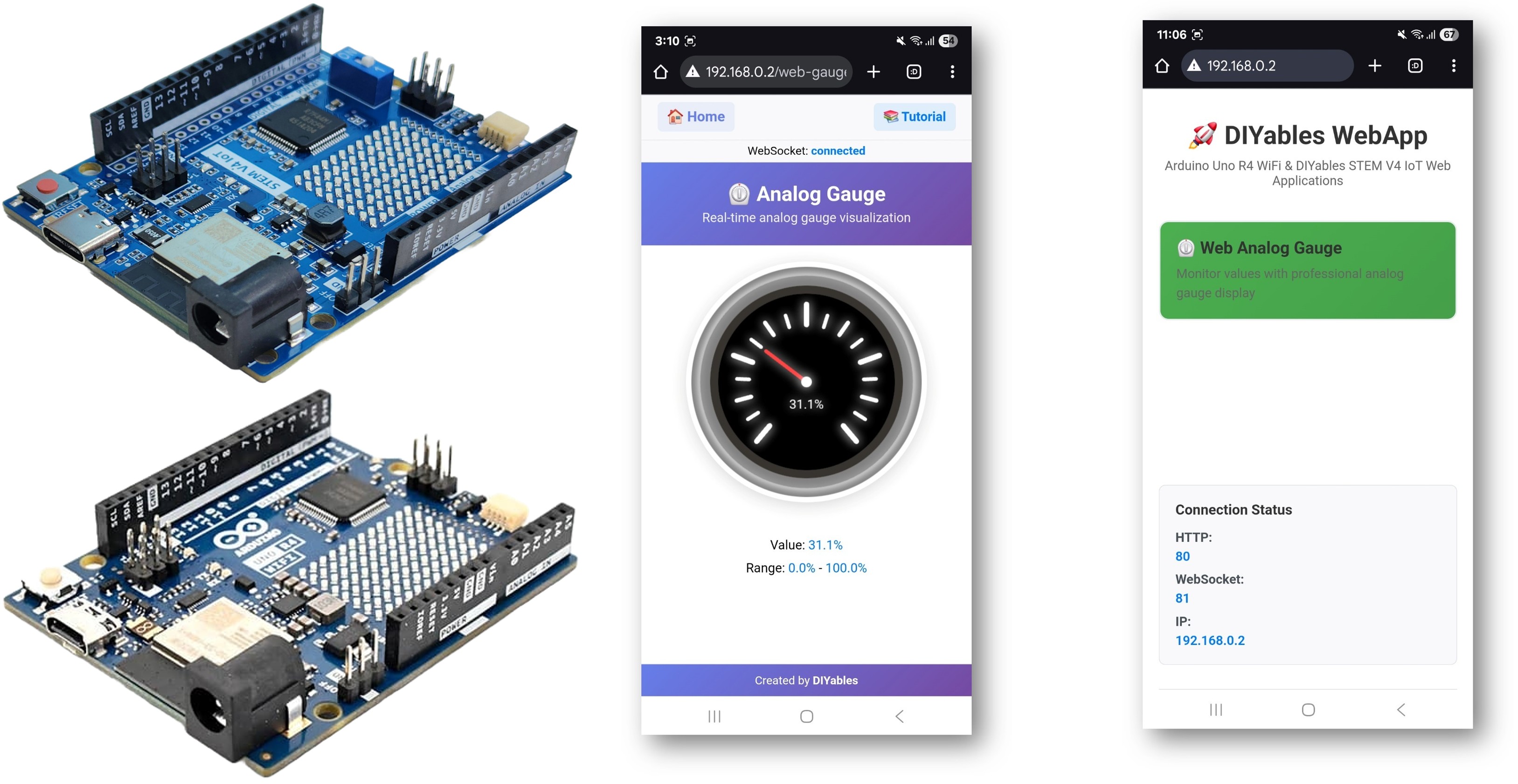 Exemple Arduino WebAnalogGauge - Tutoriel d'affichage de jauge professionnel