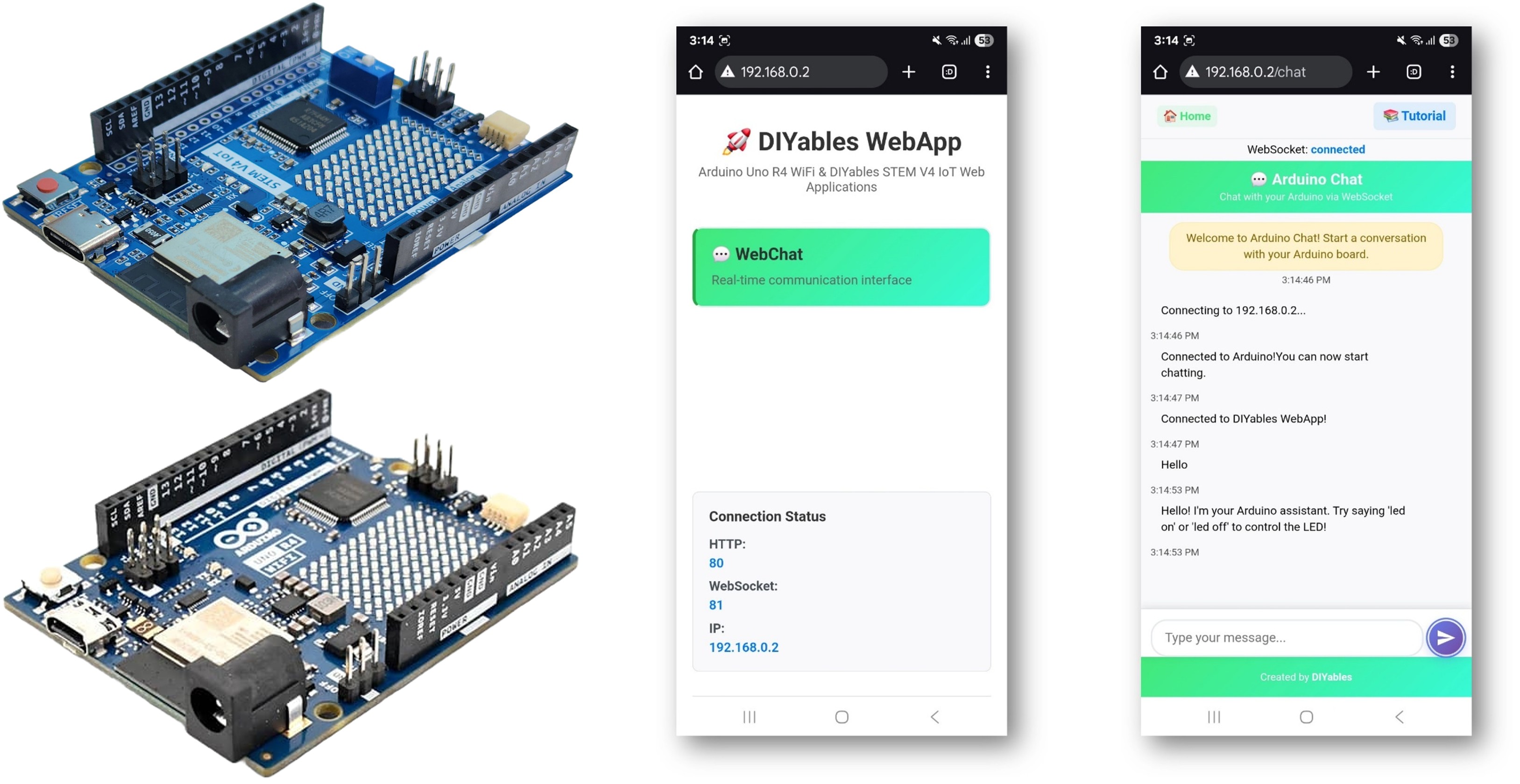 Exemple Arduino WebChat - Tutoriel sur l'interface de chat interactive