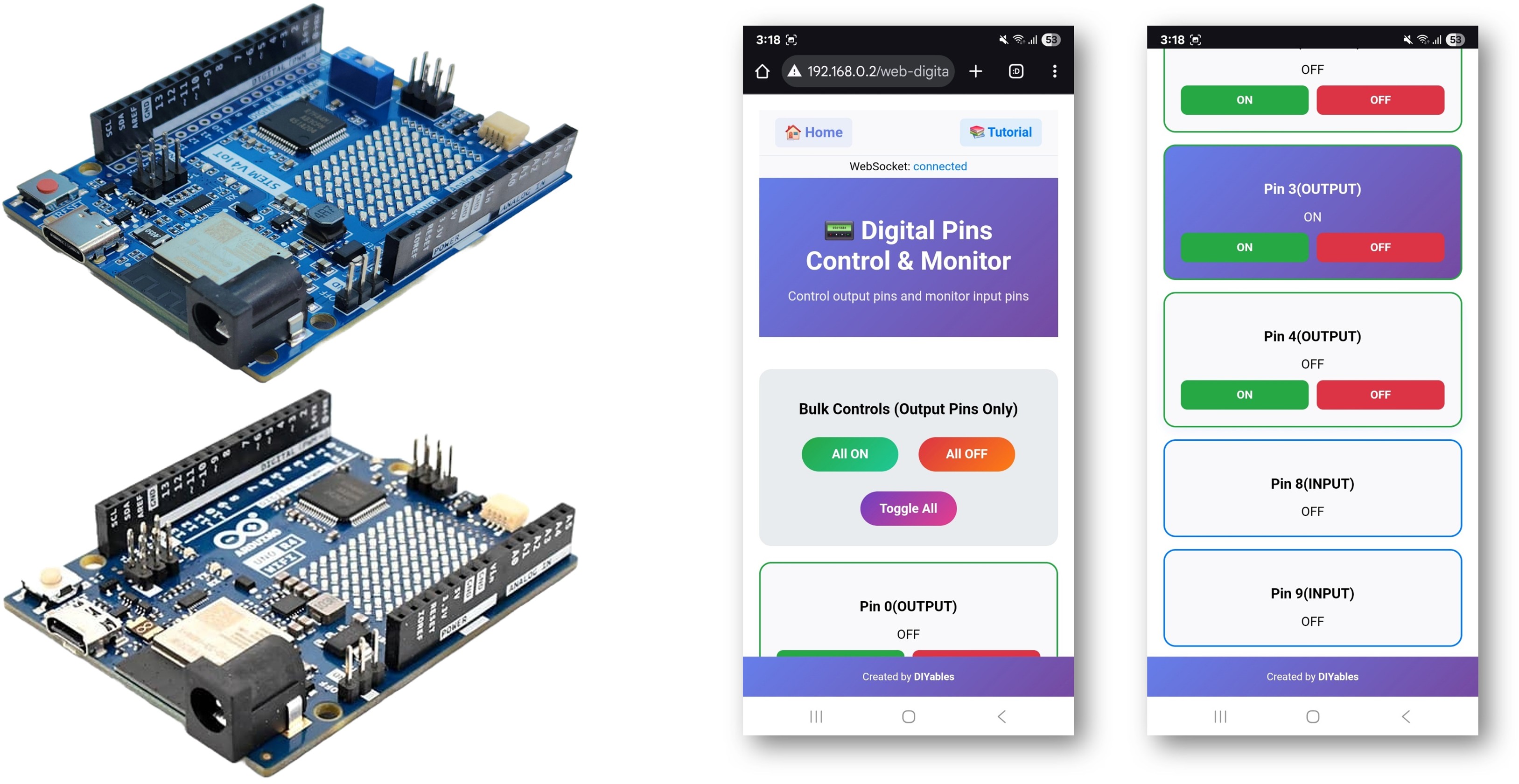 Exemple Arduino WebDigitalPins - Tutoriel sur l'interface de contrôle des broches numériques