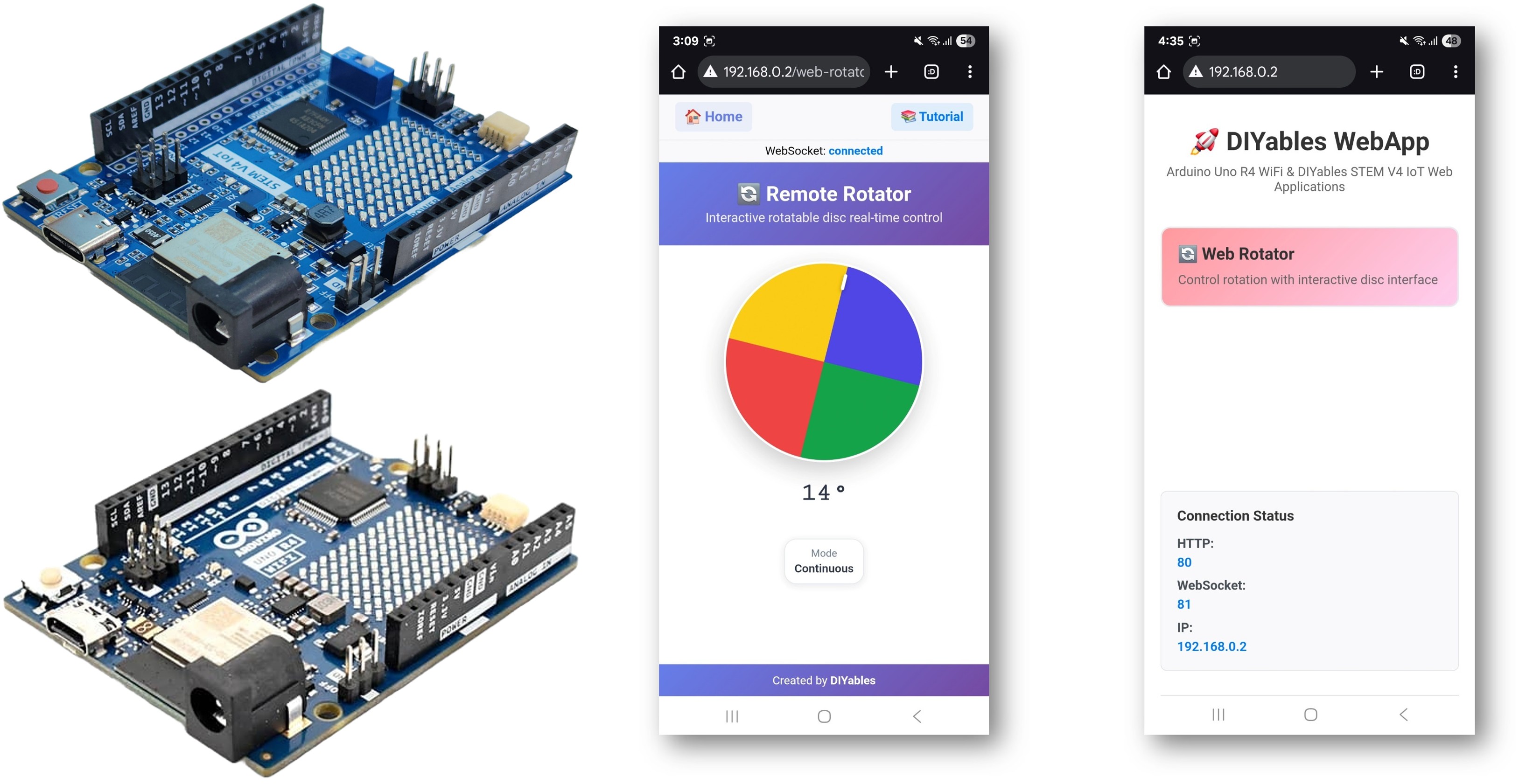 Exemple Arduino WebRotator - Tutoriel de contrôle rotatif interactif