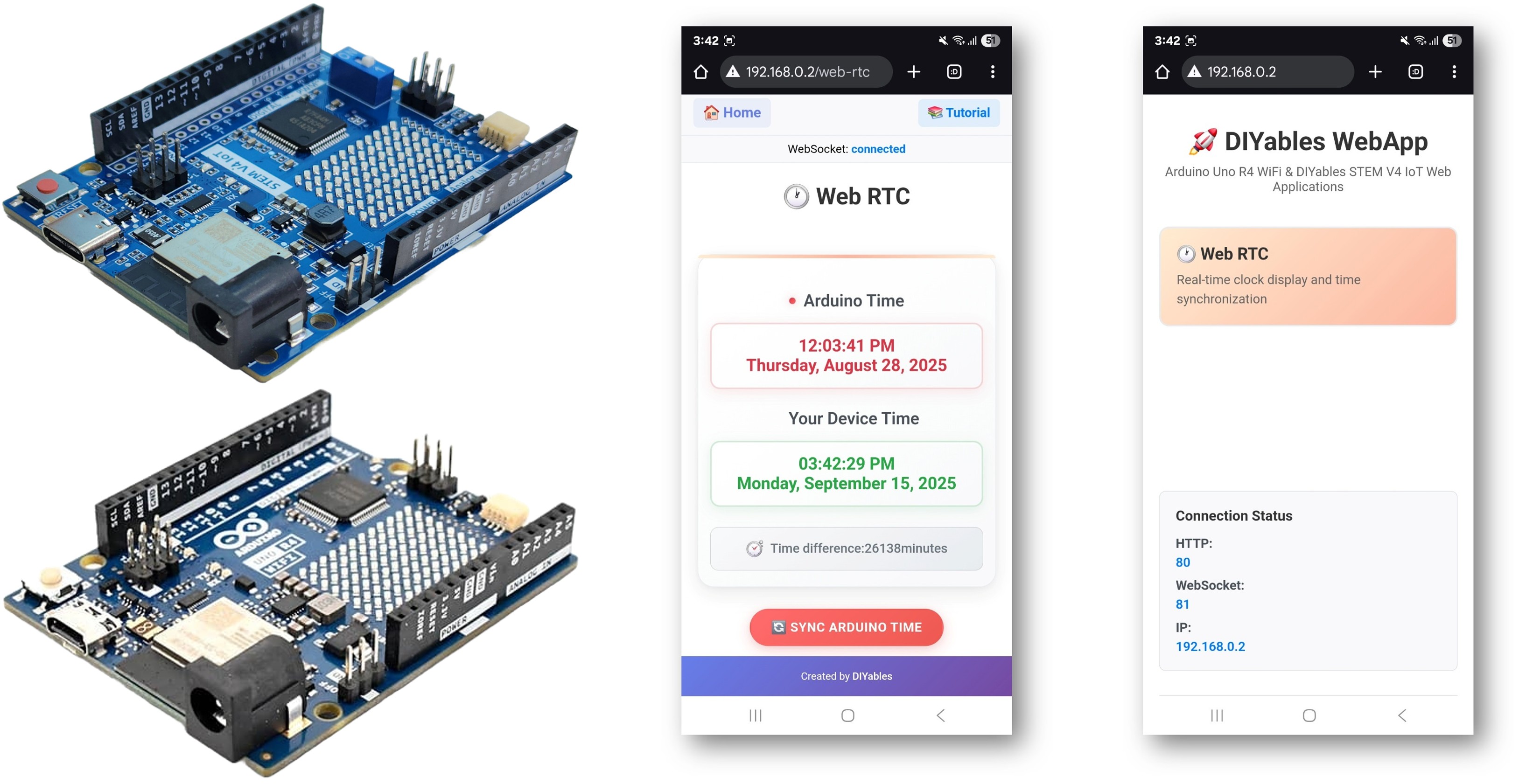 Exemple Arduino WebRTC - Tutoriel sur l'interface de l'horloge en temps réel