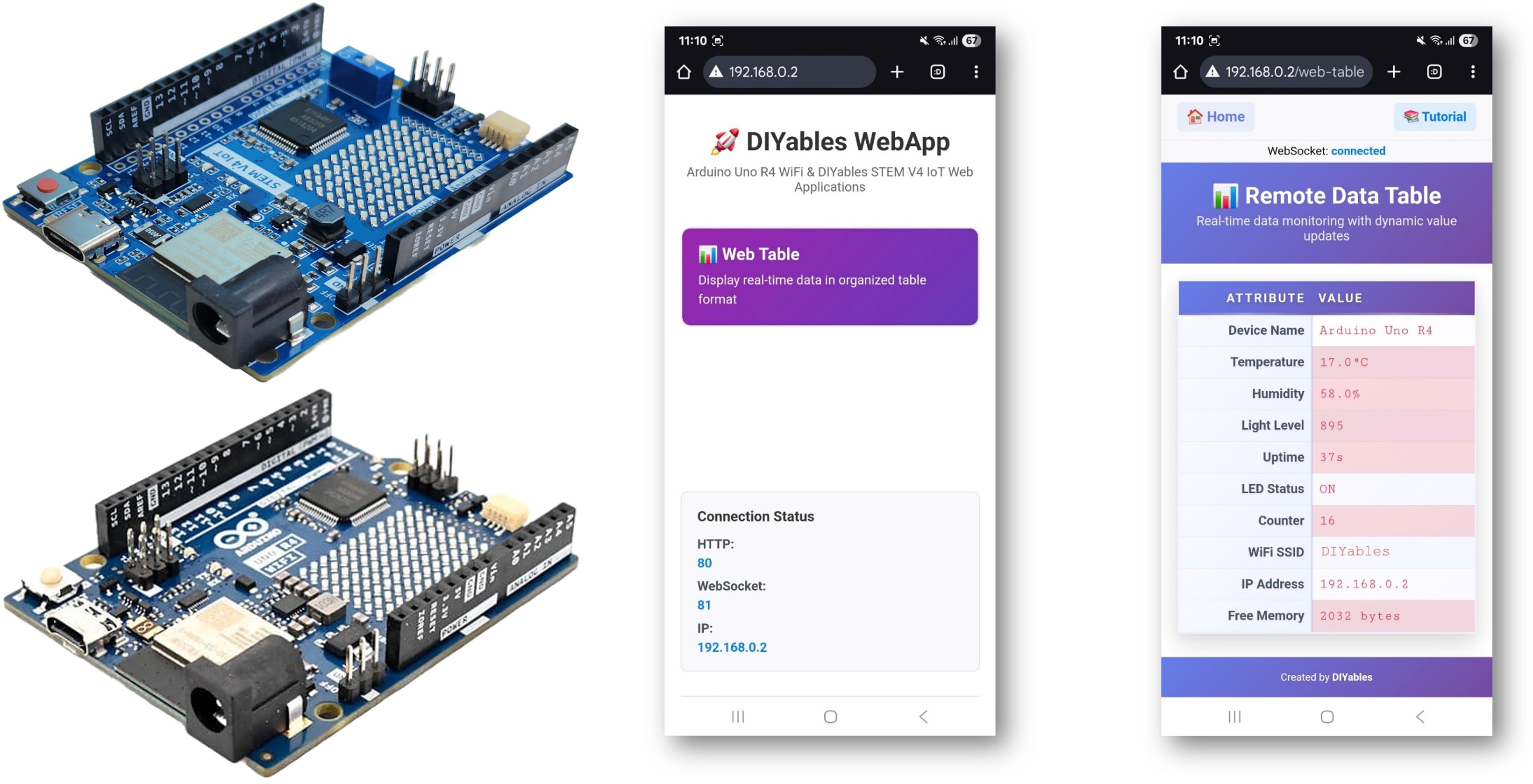 Exemple Arduino WebTable - Tutoriel d'affichage des données en temps réel