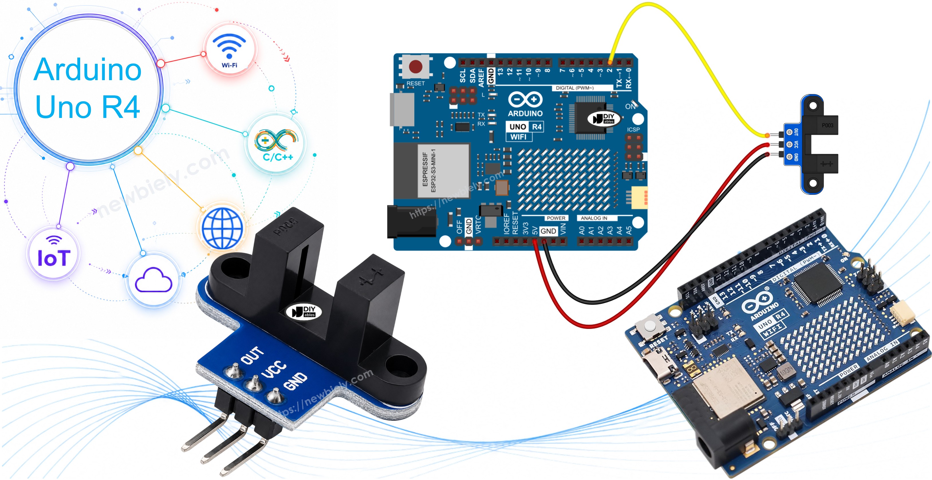 Arduino UNO R4 et capteur de vitesse optique à fente IR