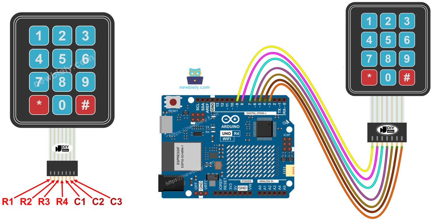 Clavier numérique 3x4 Arduino UNO R4