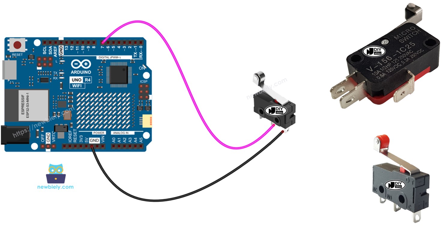 Arduino UNO R4 avec interrupteur de fin de course