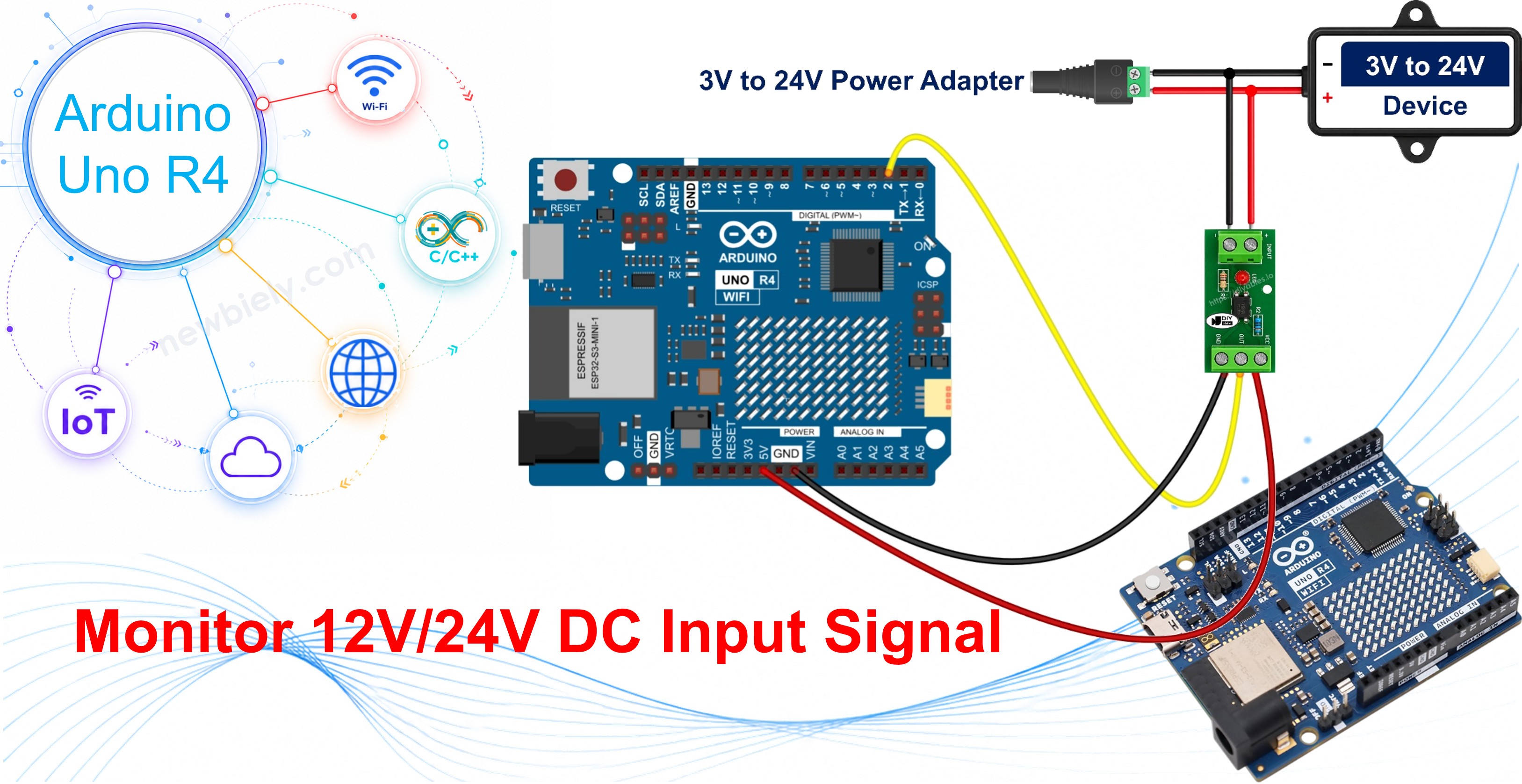 Arduino UNO R4 optocoupleur PC817 entrée isolée 12V et 24V