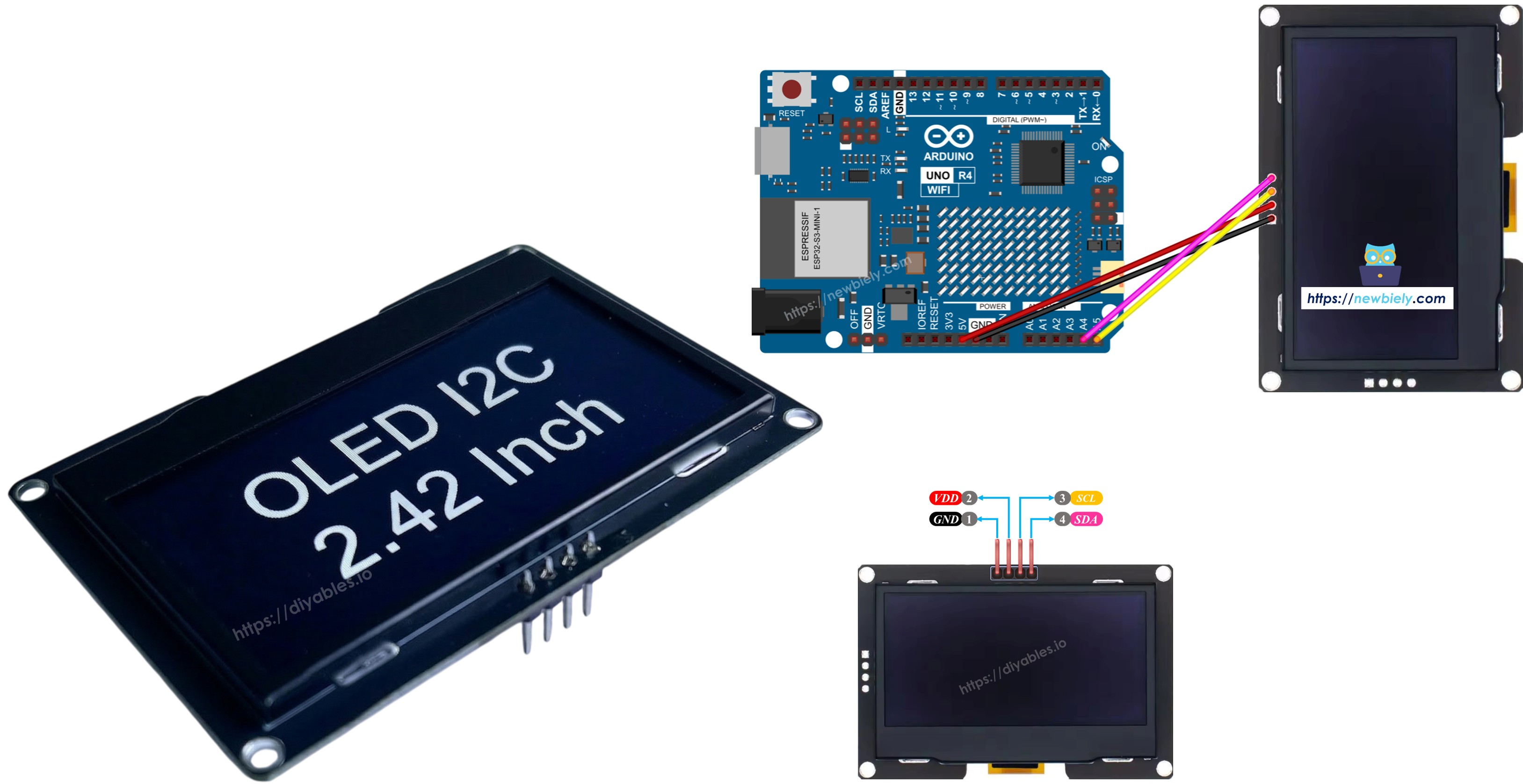 Arduino Uno R4 OLED SSD1309 128 × 64