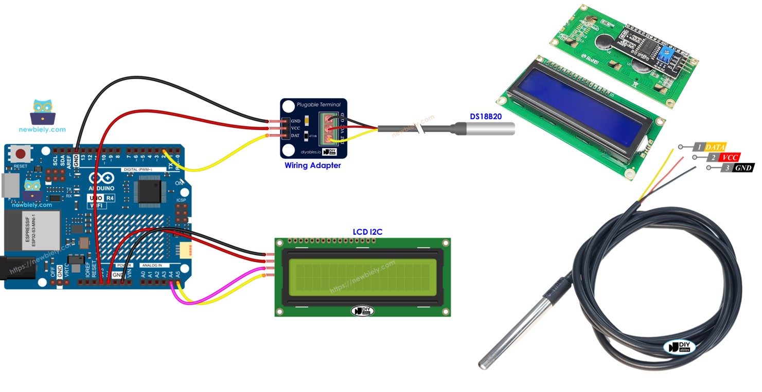 Arduino UNO R4 Capteur de température LCD I2C