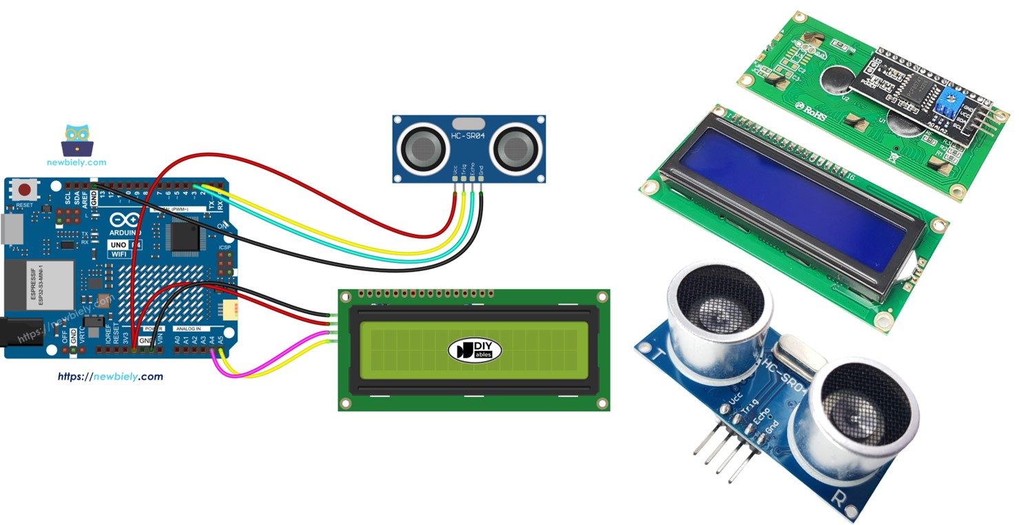Arduino UNO R4 capteur ultrasonique écran LCD I2C