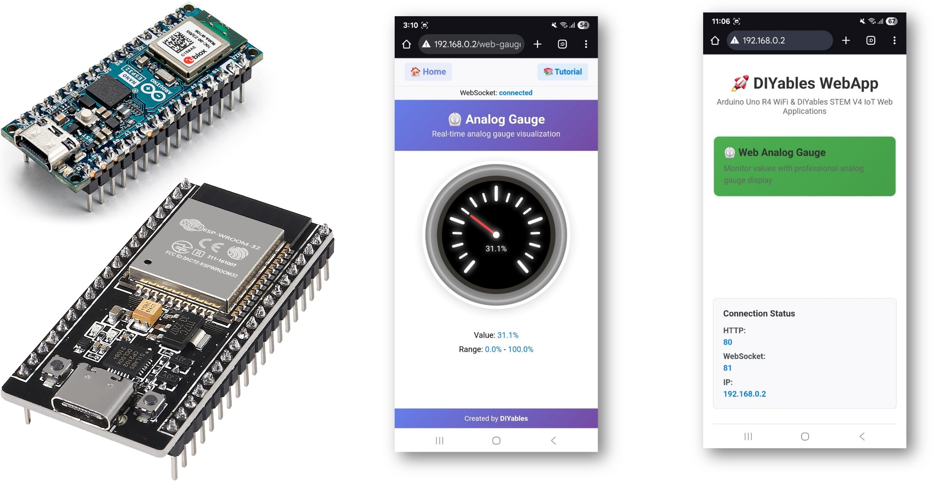 Exemple Arduino WebAnalogGauge - Tutoriel d'affichage professionnel de jauges