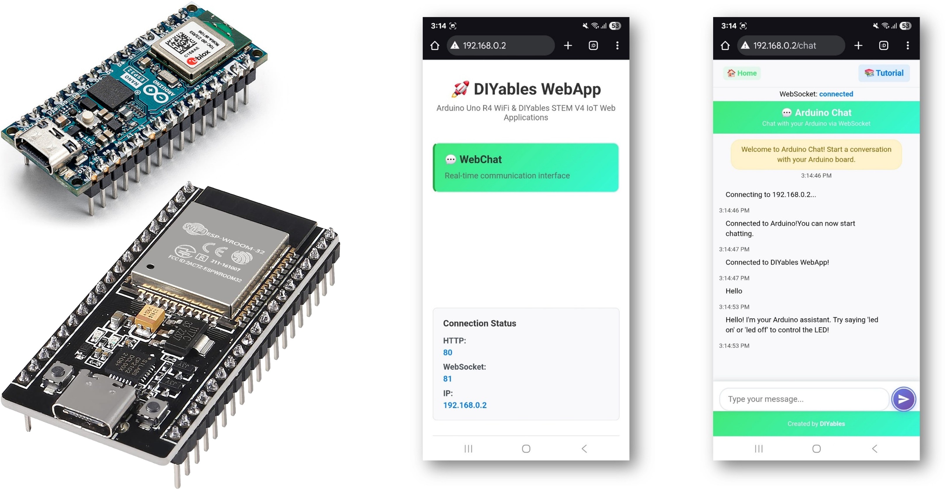 Exemple Arduino WebChat - Tutoriel sur l'interface de chat interactive.