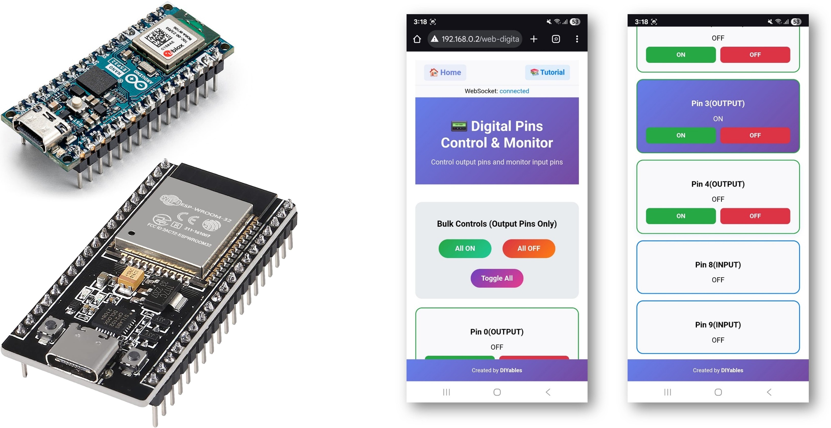 Exemple Arduino WebDigitalPins - Tutoriel de l'interface de contrôle des broches numériques