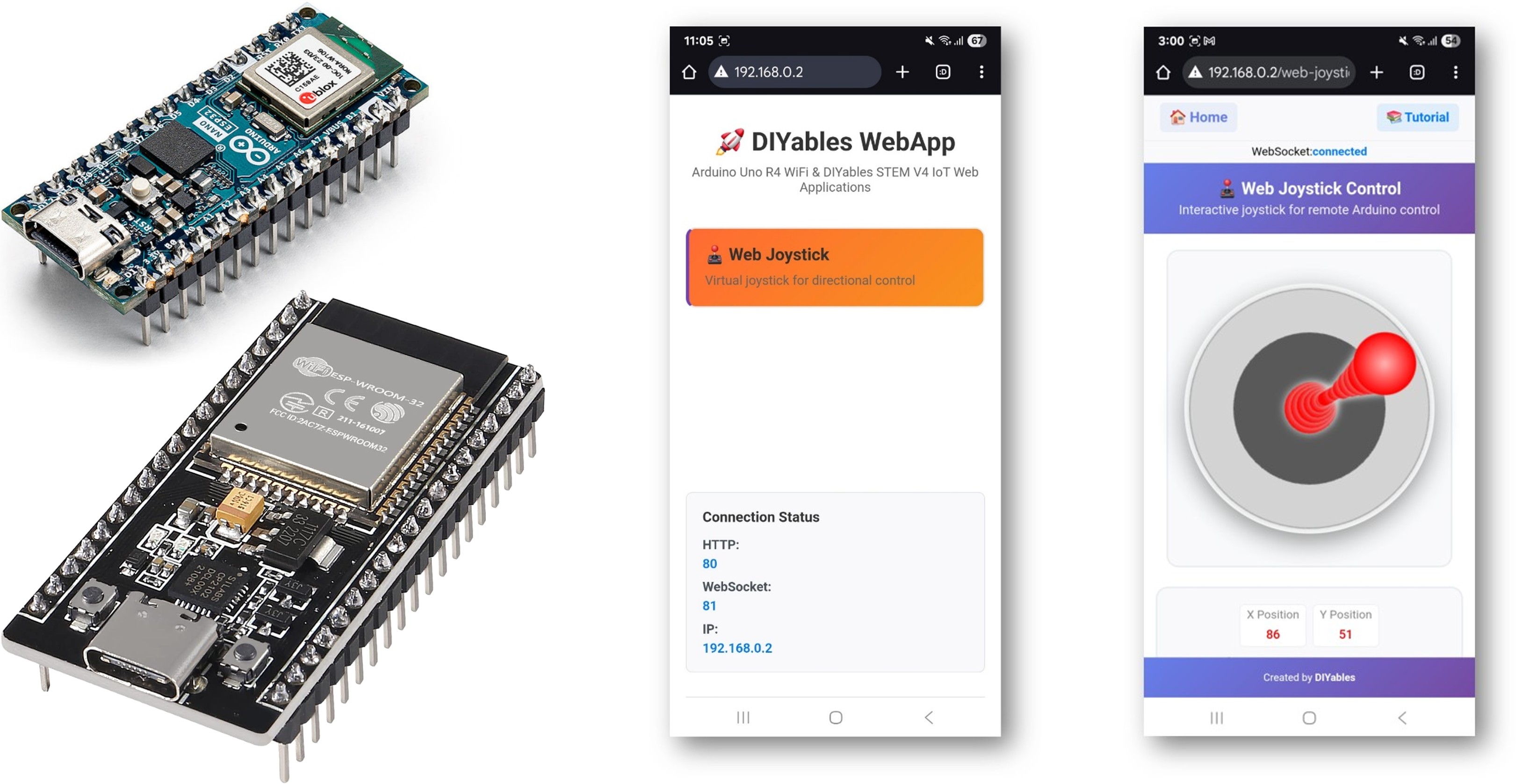 Exemple Arduino WebJoystick - Tutoriel de contrôle du joystick virtuel