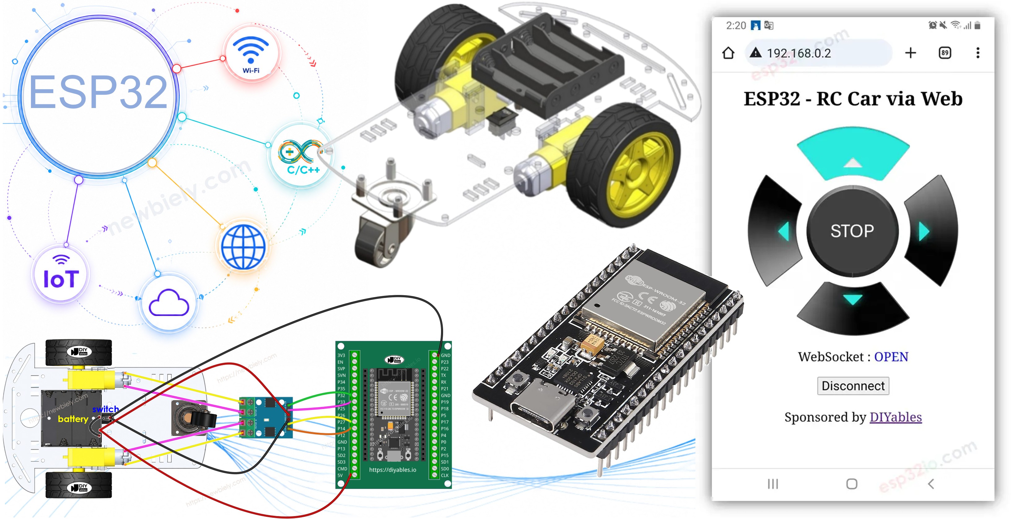 ESP32 contrôle la voiture robot via le Web