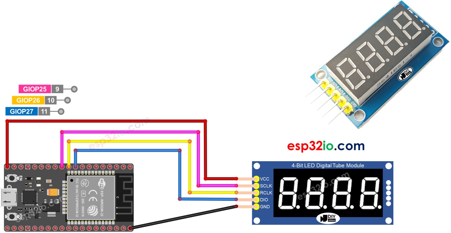 ESP32 74HC595 affichage 4 chiffres à 7 segments